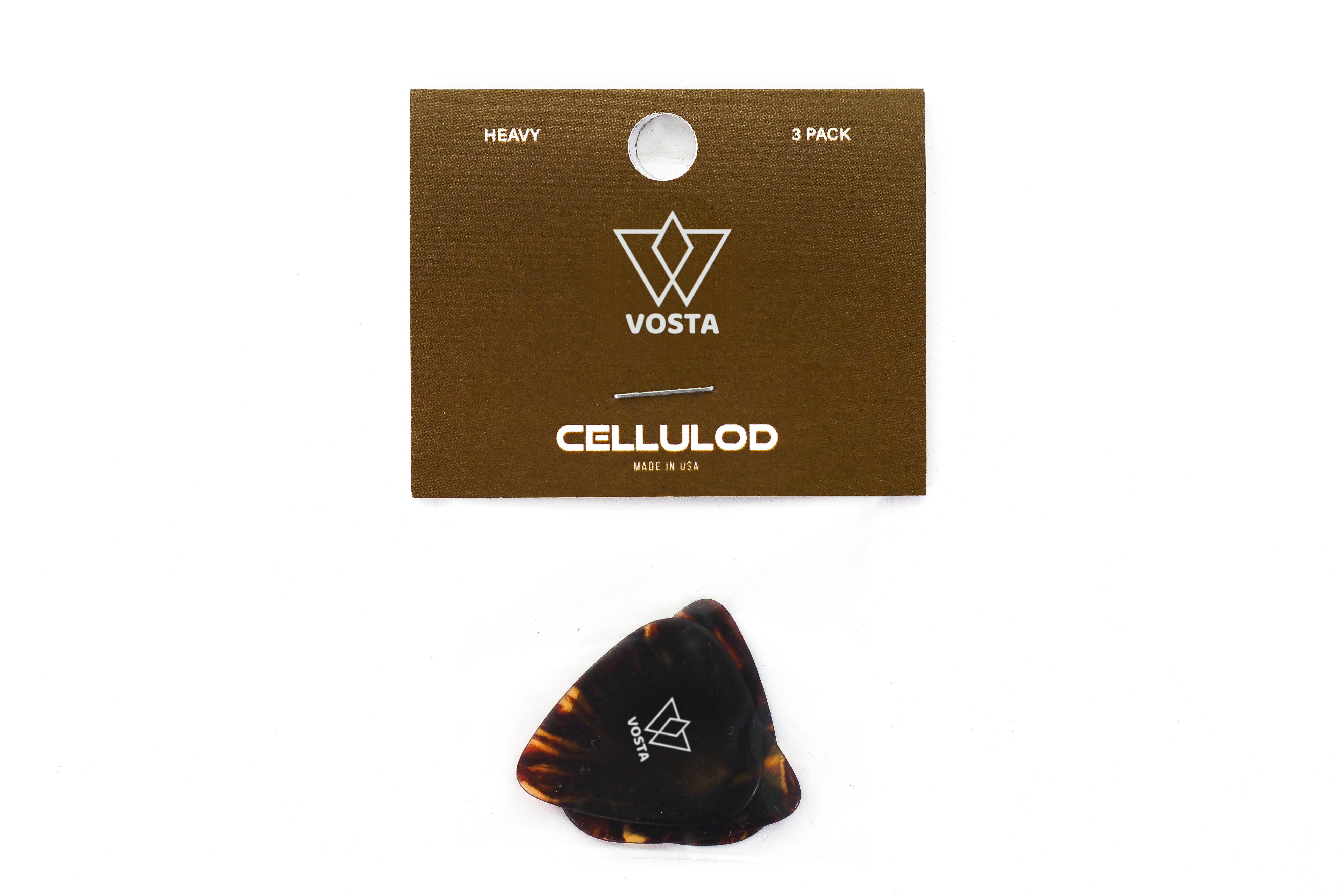 Vosta Heavy Celluloid Tortoise Picks - 3 Pack