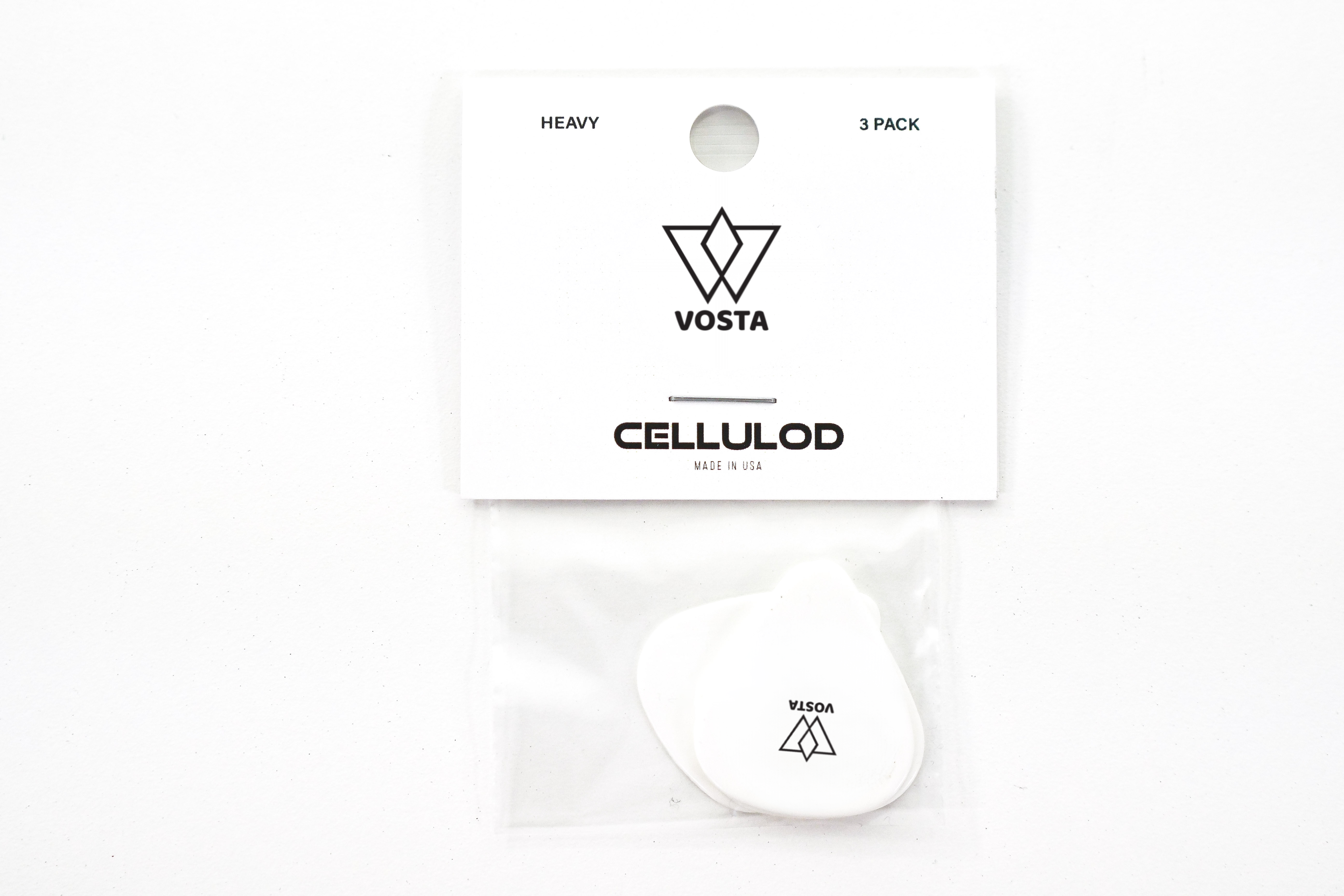 Vosta Heavy Celluloid White Picks - 3 Pack