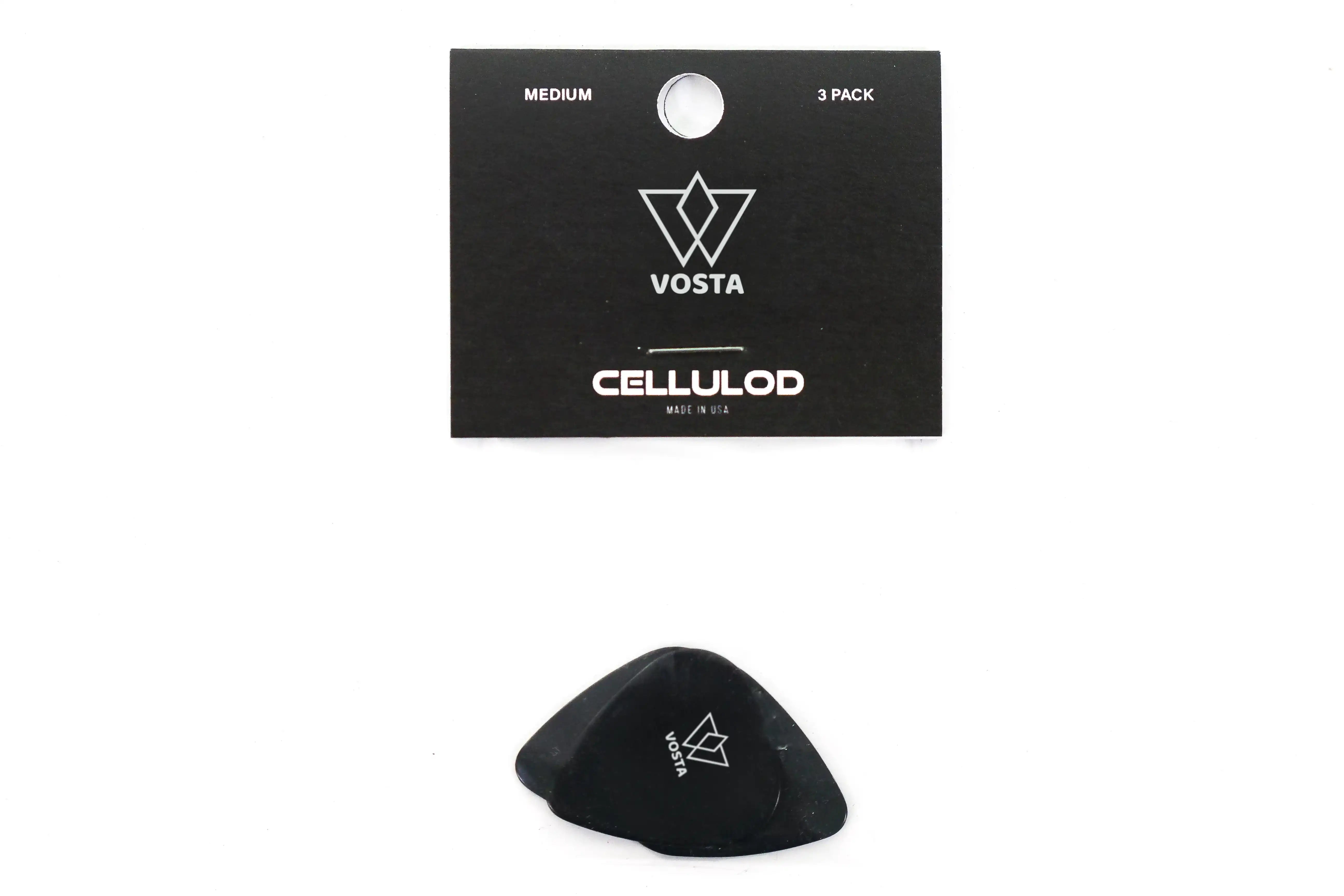 VostaMediumCelluloidBlackPicks-3Pack | Terry Carter Music Store