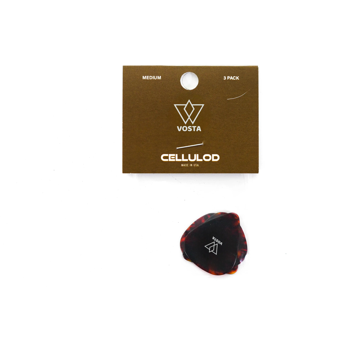 VostaMediumCelluloidTortoisePicks-3Pack | Terry Carter Music Store