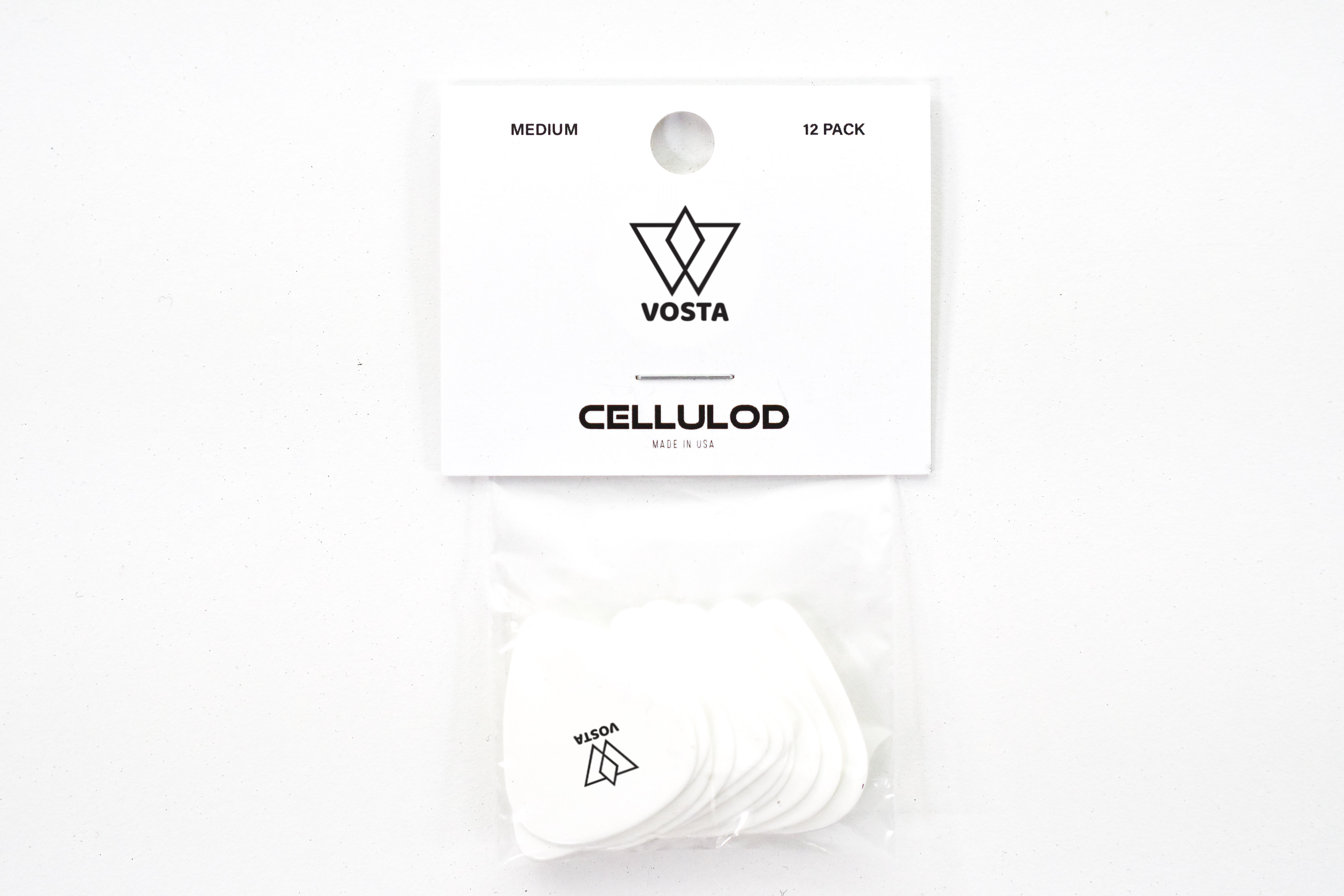Vosta Medium Celluloid White Picks - 12 Pack