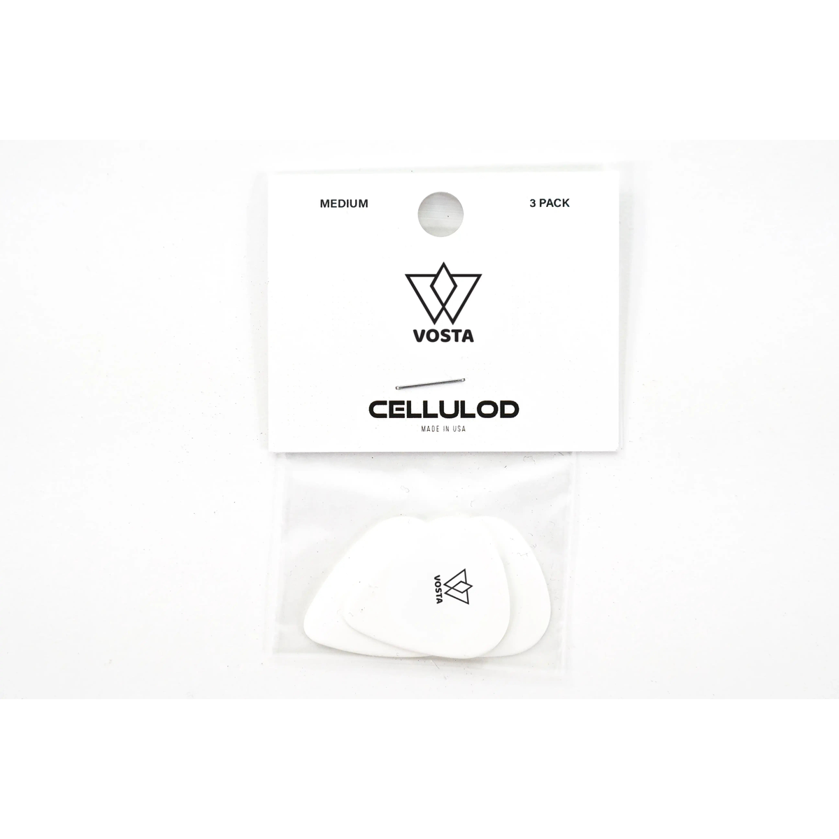 VostaMediumCelluloidWhitePicks-3Pack | Terry Carter Music Store