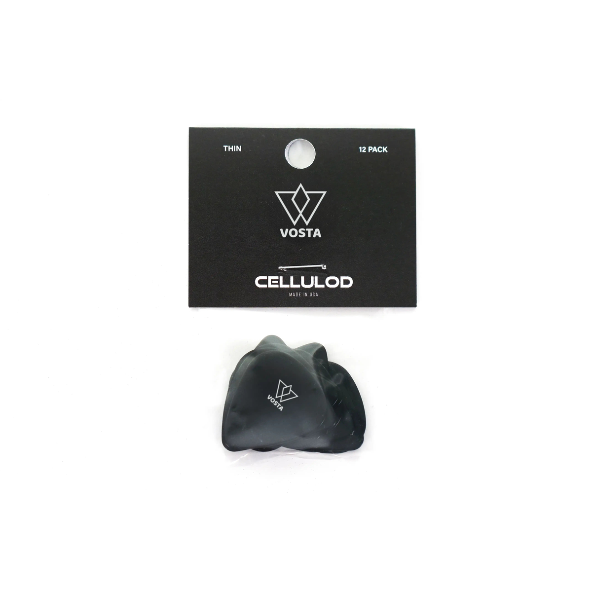 VostaThinCelluloidBlackPicks-12Pack | Terry Carter Music Store