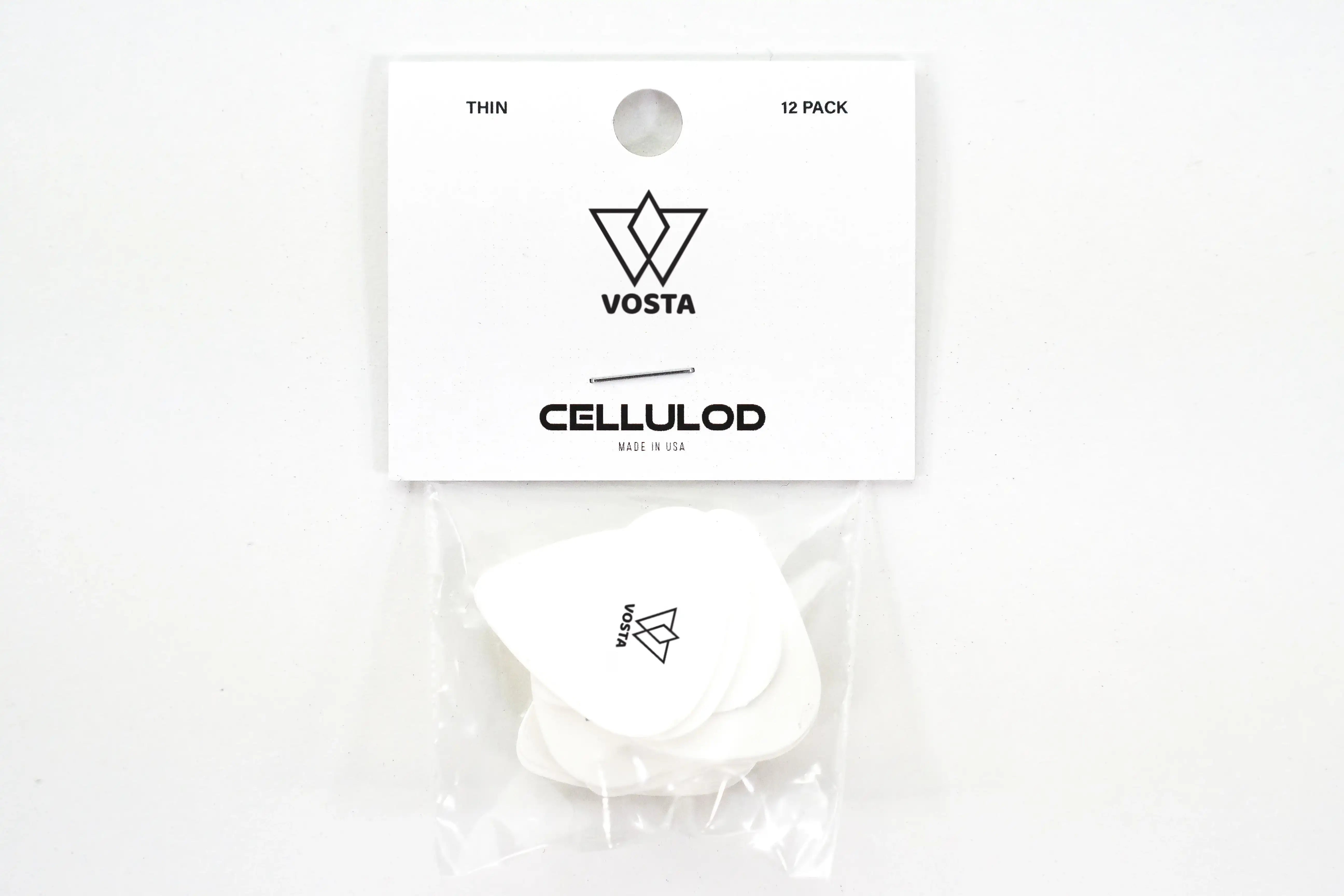 VostaThinCelluloidWhitePicks-12Pack | Terry Carter Music Store