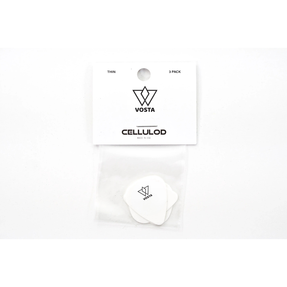 VostaThinCelluloidWhitePicks-3Pack | Terry Carter Music Store