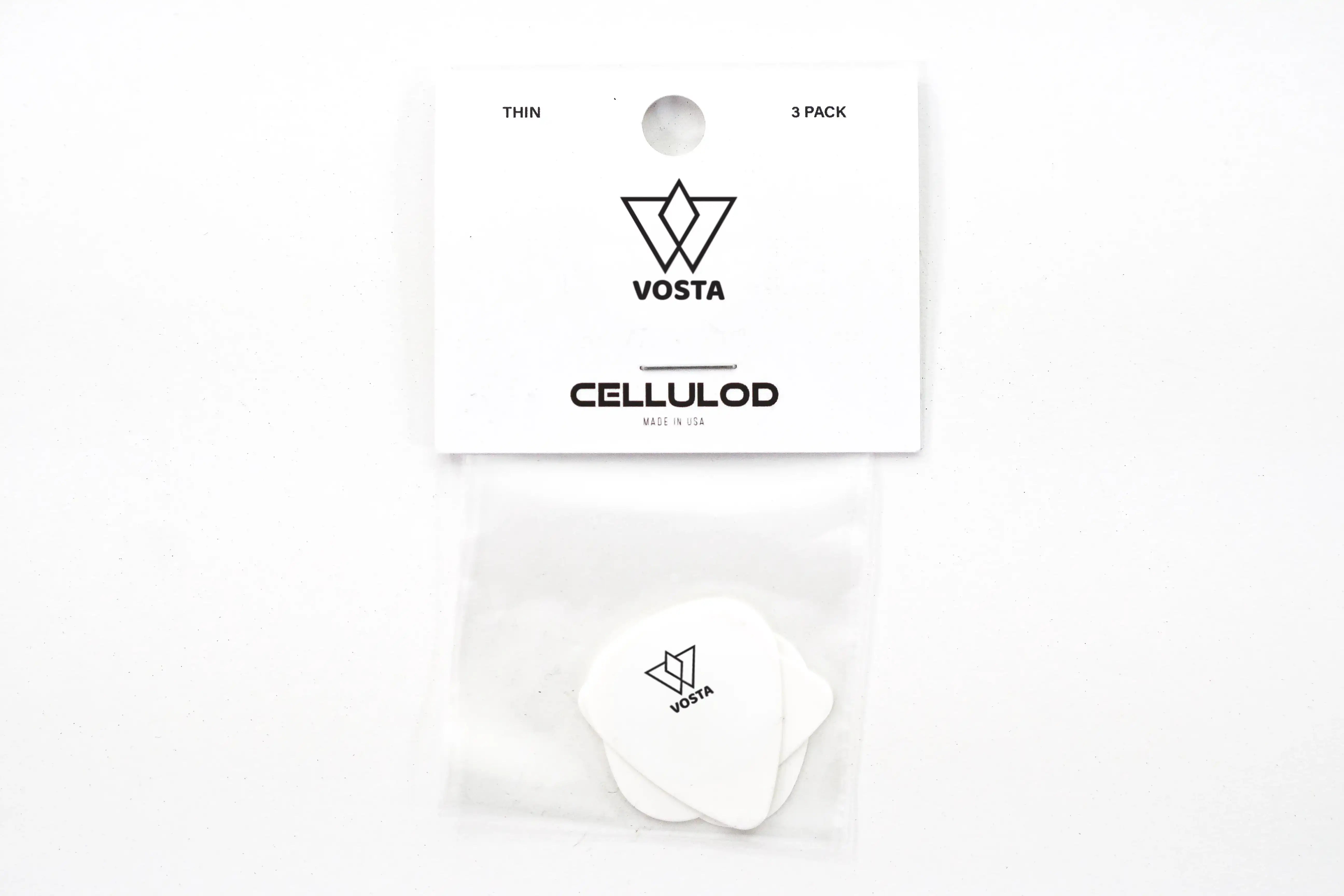 VostaThinCelluloidWhitePicks-3Pack | Terry Carter Music Store