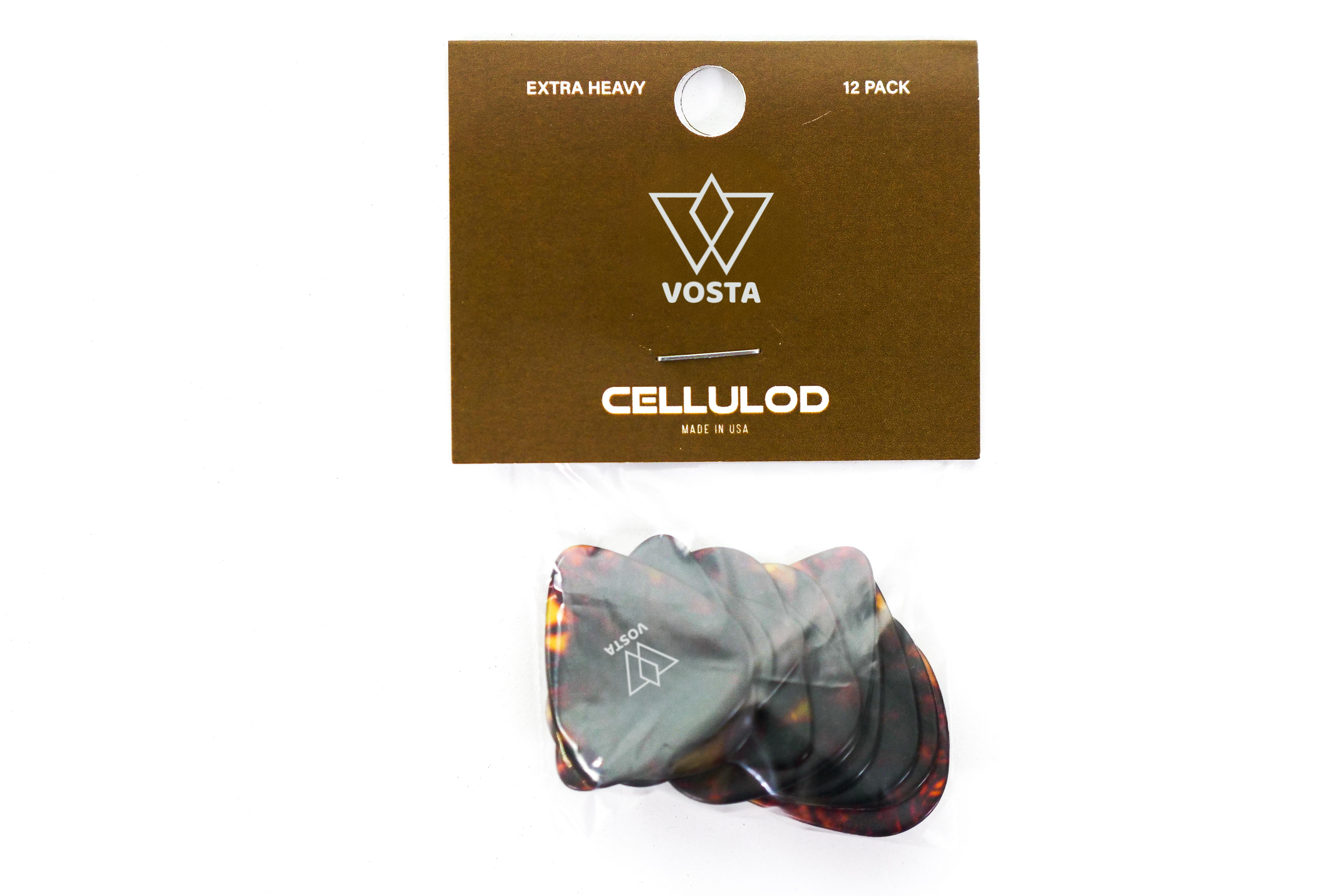 Vosta Extra Heavy Celluloid Tortoise Picks - 12 Pack