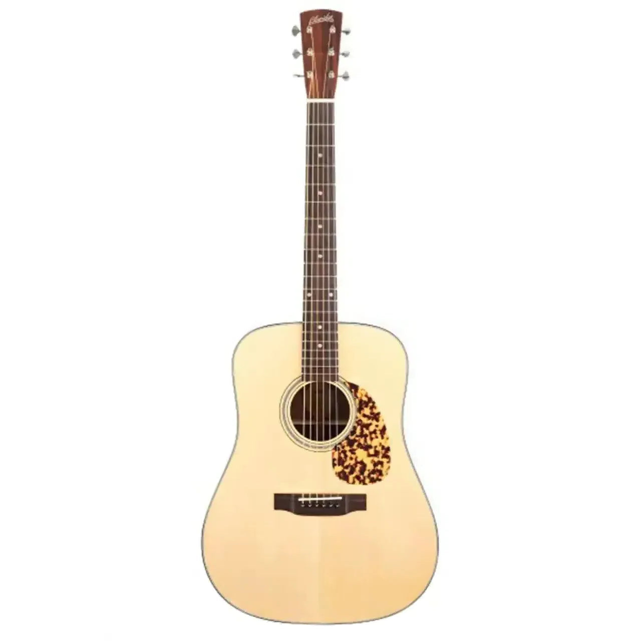 Blueridge BR-140AE Historic Craftsman Series acoustic-electric dreadnought guitar with light wood top and tortoise pickguard.
