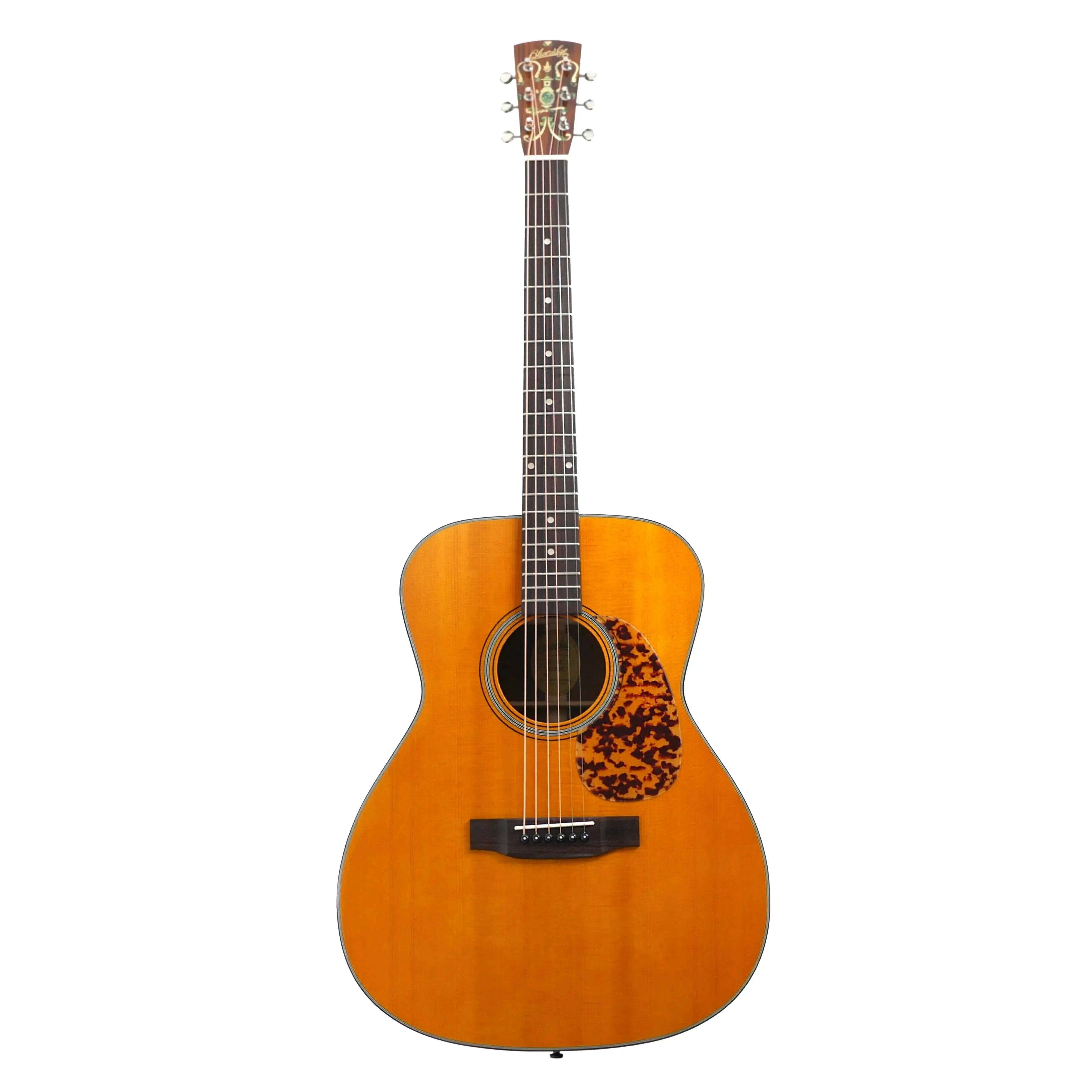 Blueridge BR-143 Historic Series Acoustic 000 Guitar with light brown wood, tortoise pickguard, and ornate headstock.