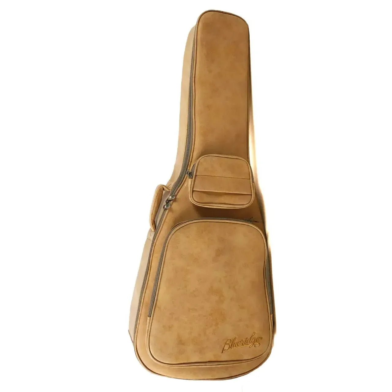 Blueridge BR-143 Historic Series 000 acoustic guitar soft case in light brown with logo.