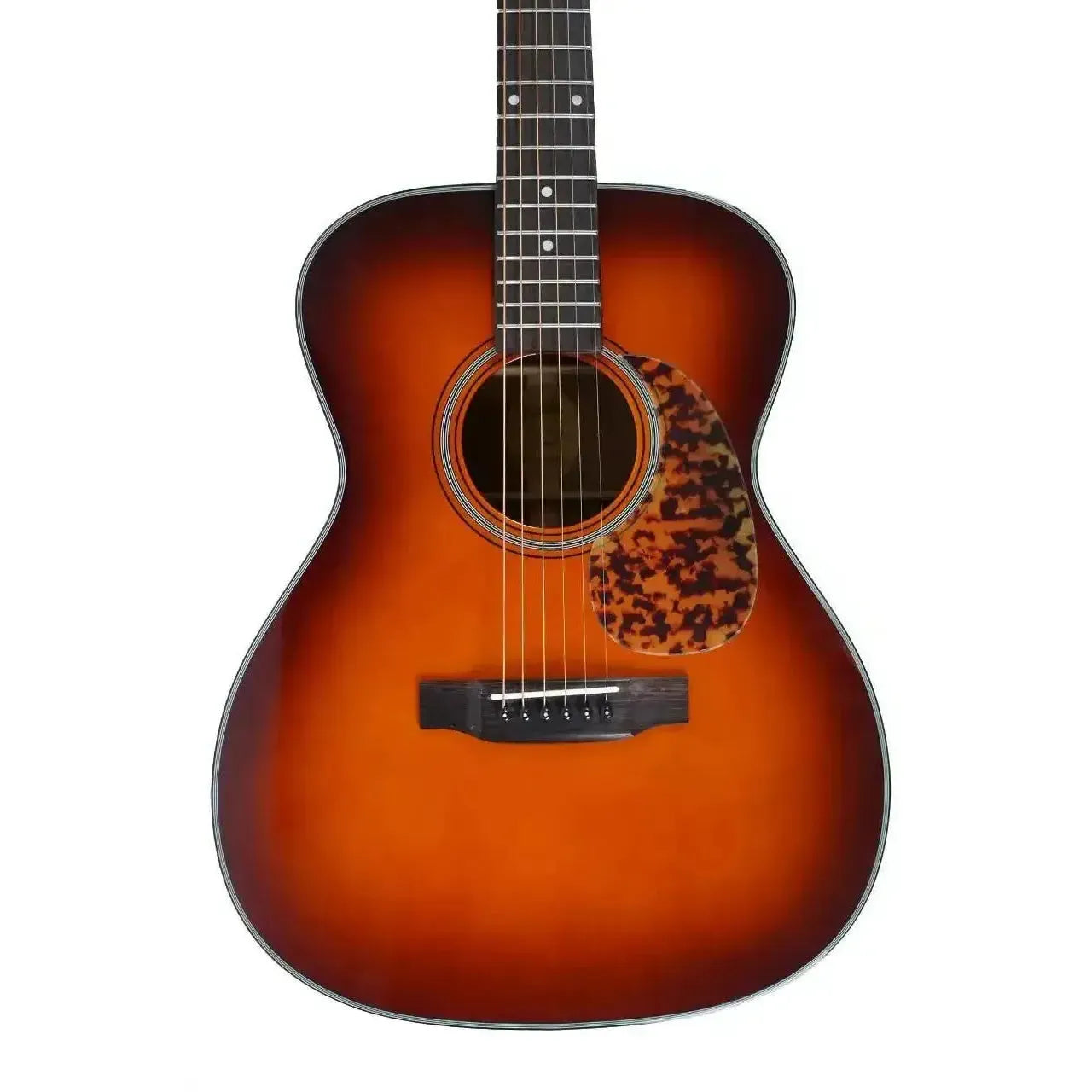 Blueridge BR-143AS 000 acoustic guitar with vintage sunburst finish, solid Adirondack spruce top, and tortoise pickguard.