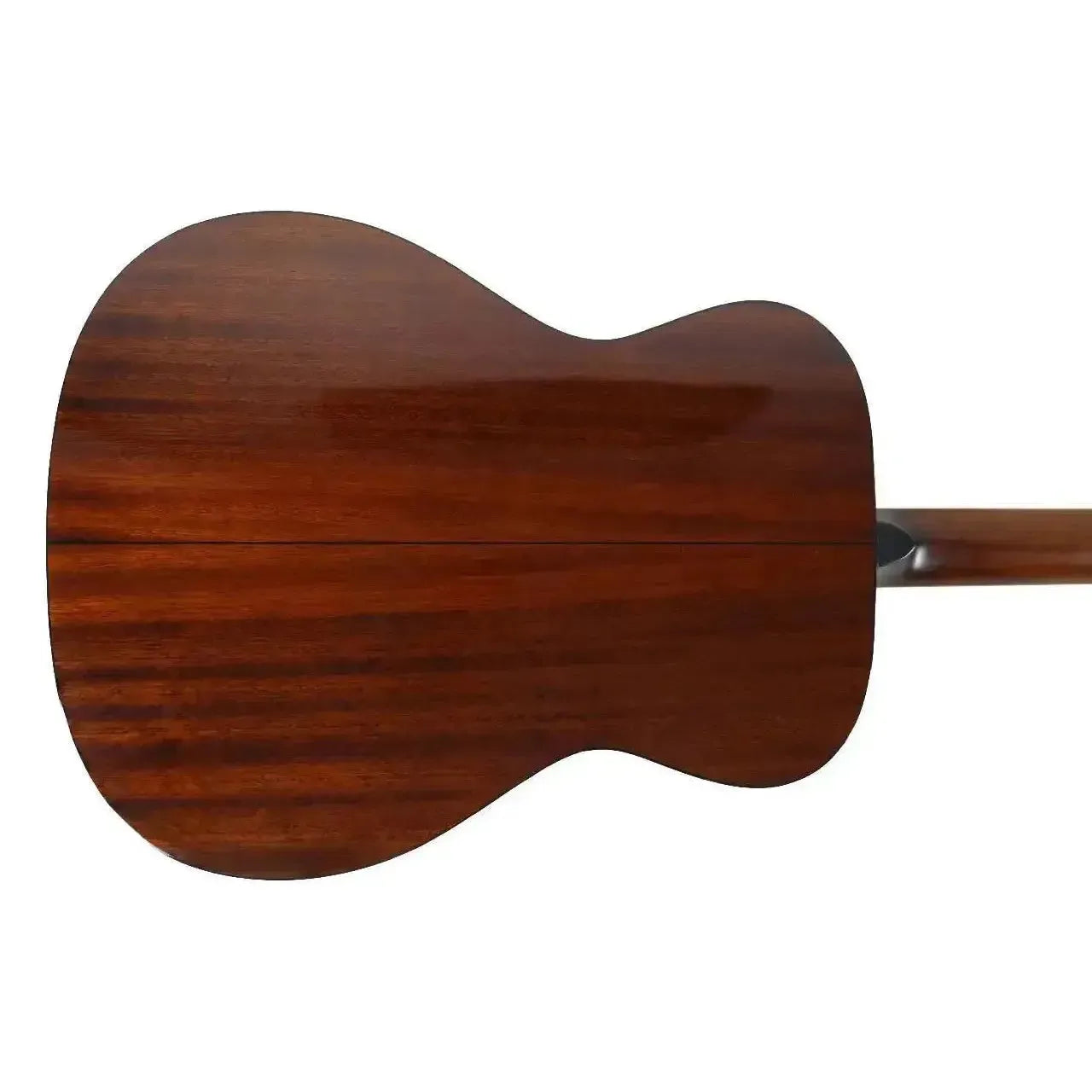 Blueridge BR-143AS 000 acoustic guitar back, showcasing its rich, dark mahogany wood grain.
