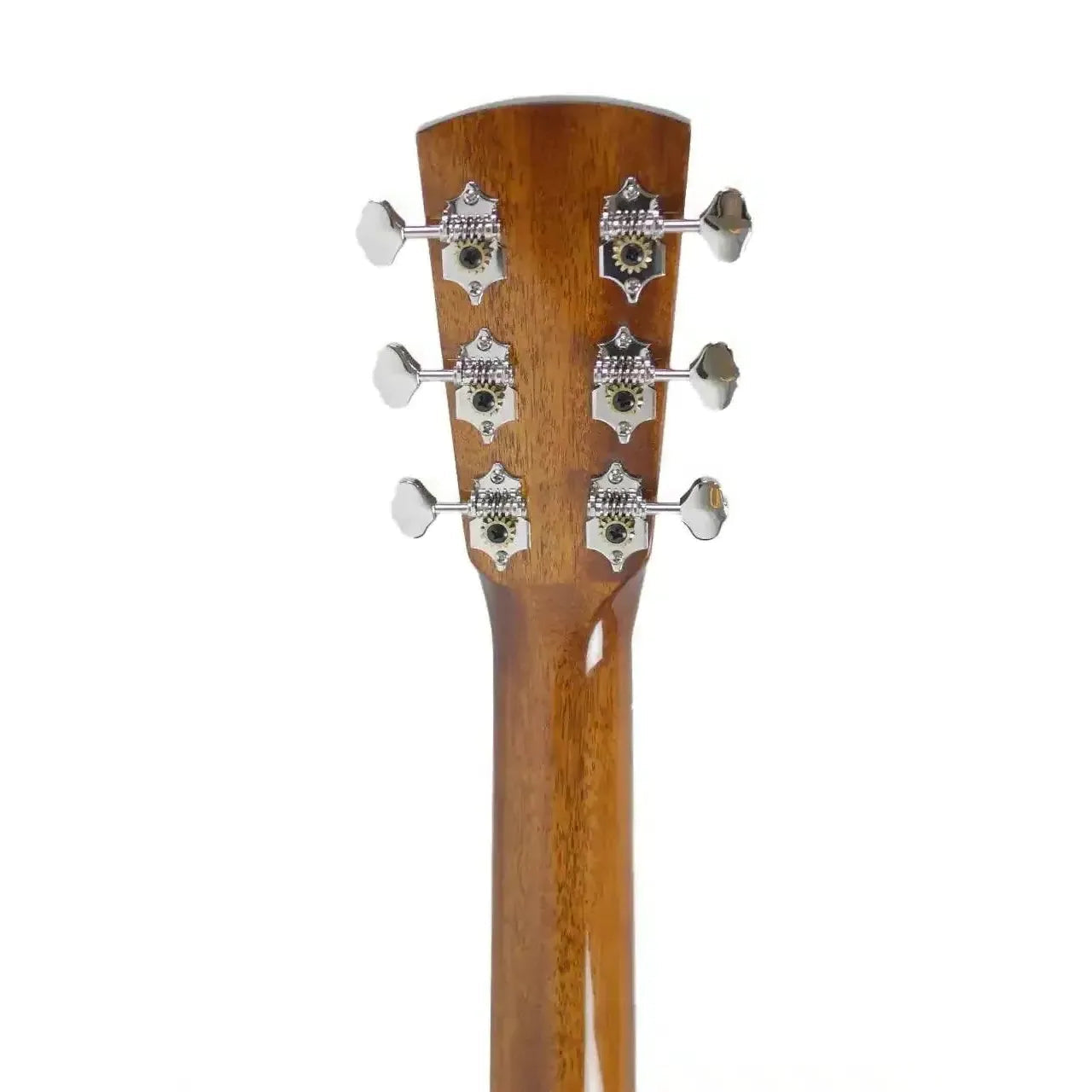 Blueridge BR-163 acoustic guitar headstock with nickel-plated tuners and mahogany neck.