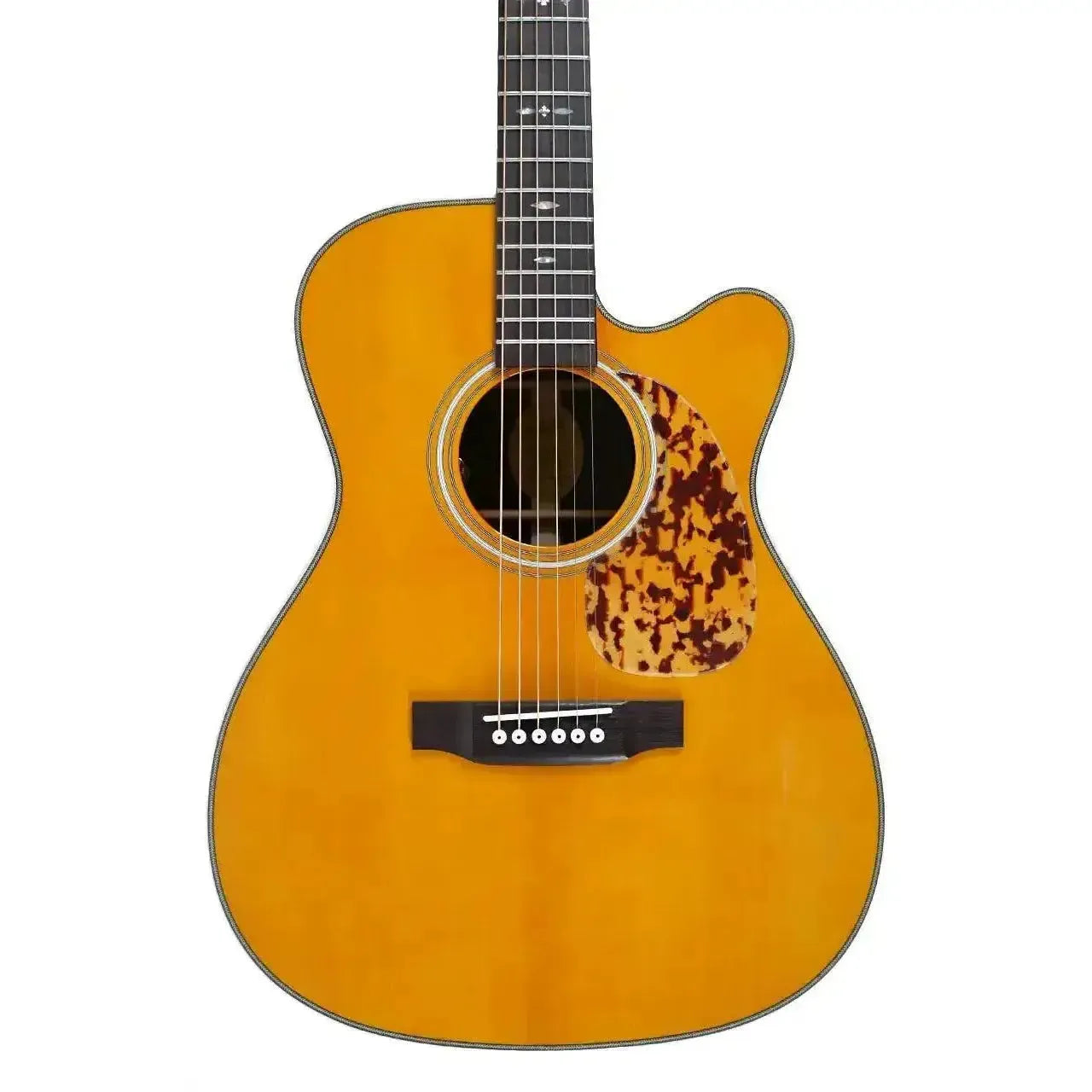Blueridge BR-163CE 000 acoustic-electric guitar with a high-gloss finish, Venetian cutaway, and tortoise pickguard.