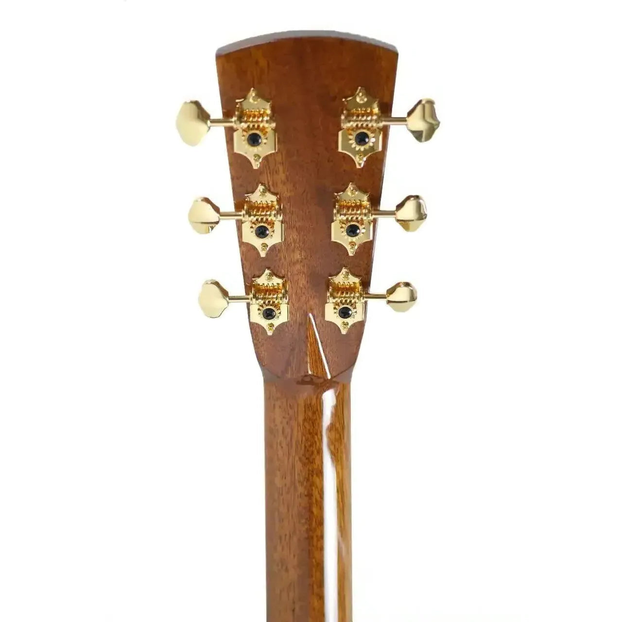 Blueridge BR-183 acoustic guitar headstock with gold-plated tuners and mahogany neck.