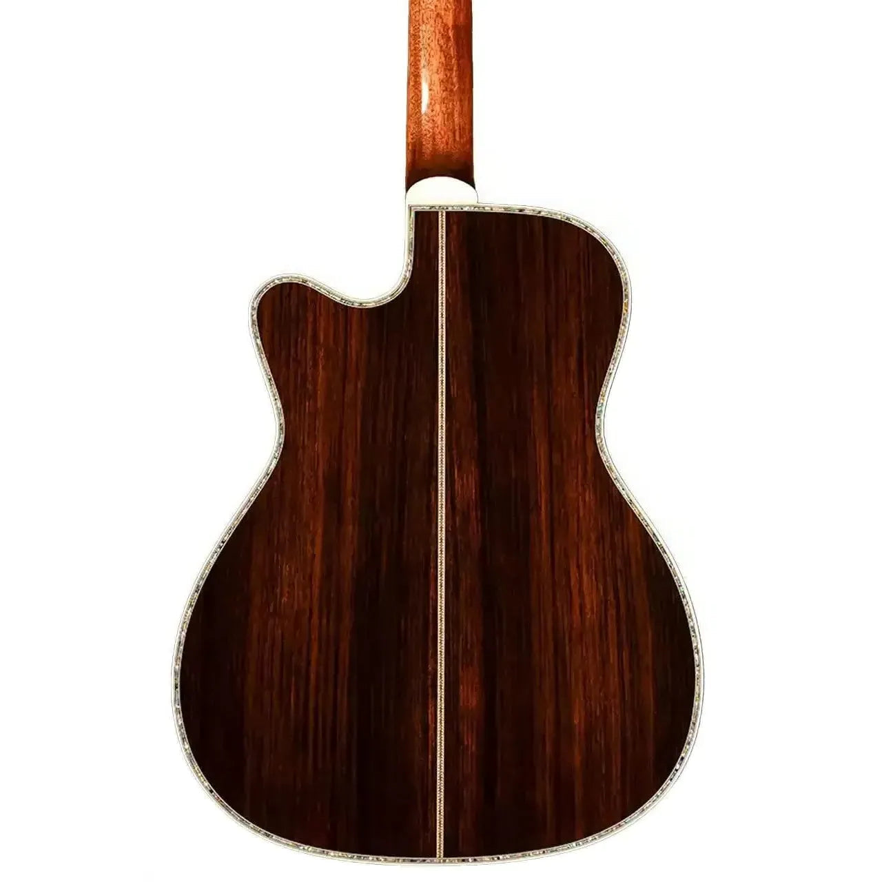 Blueridge BR-183CE 000 acoustic-electric guitar back, dark rosewood with cutaway and binding.
