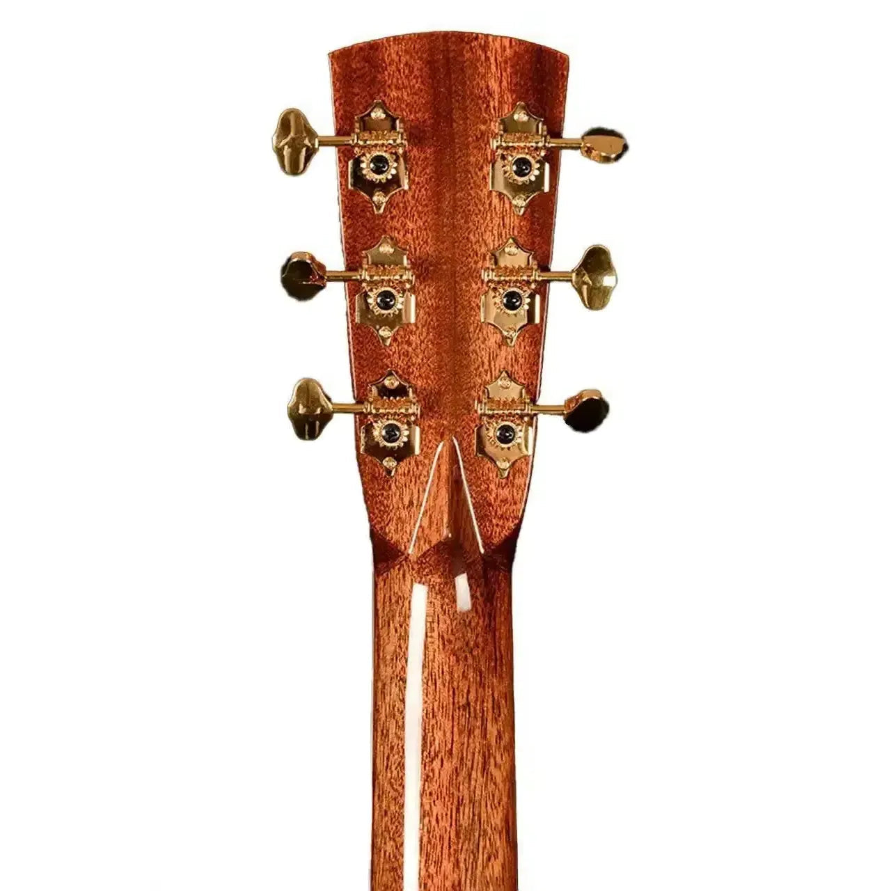 Blueridge BR-183CE 000 acoustic-electric guitar headstock with six gold tuners and mahogany neck.