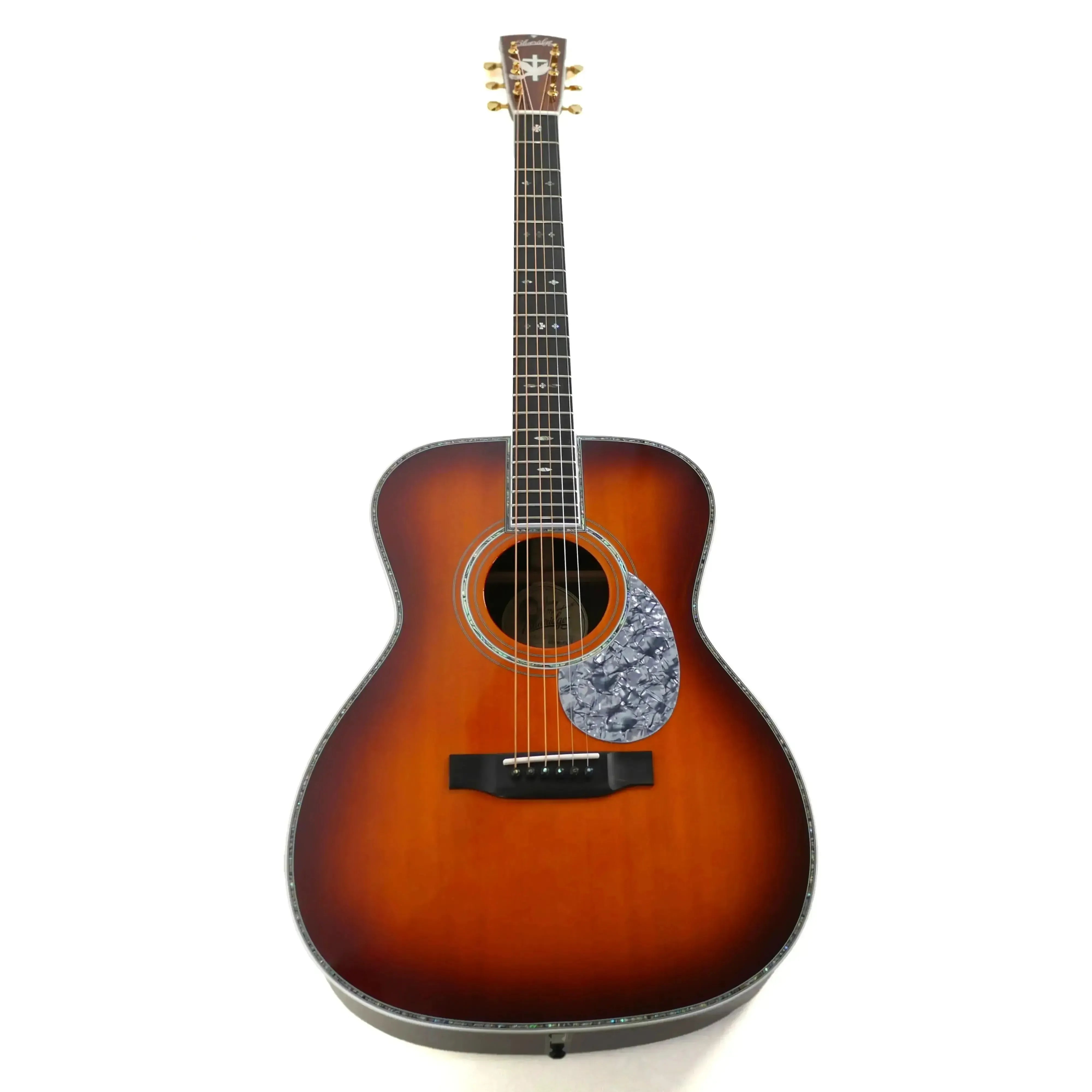 Blueridge BR-183JM 000 acoustic guitar with vintage sunburst finish, abalone inlay, and pearloid pickguard.