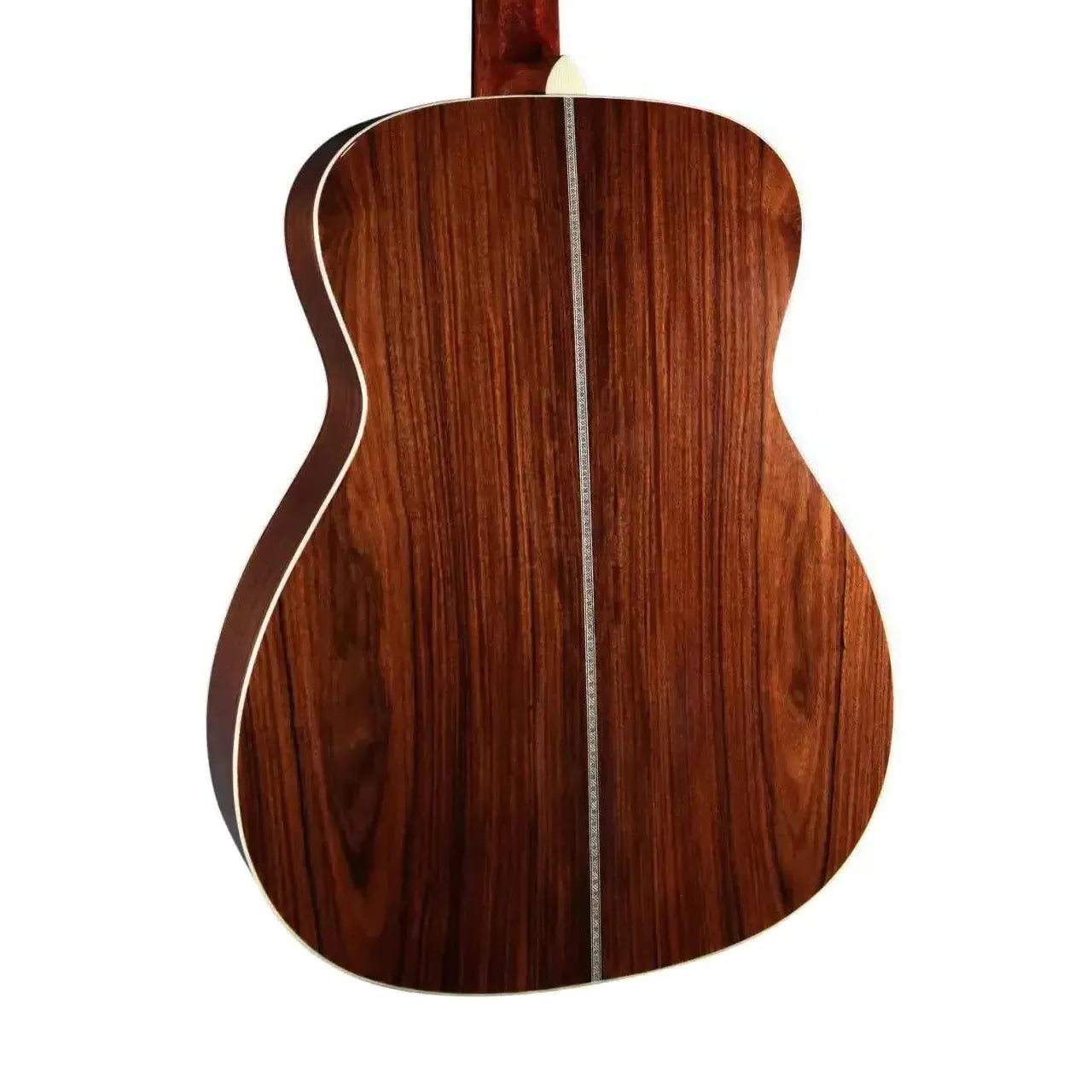 Back of a Blueridge BR-263 Acoustic 000 Guitar, showing dark Santos rosewood with a high-gloss finish.