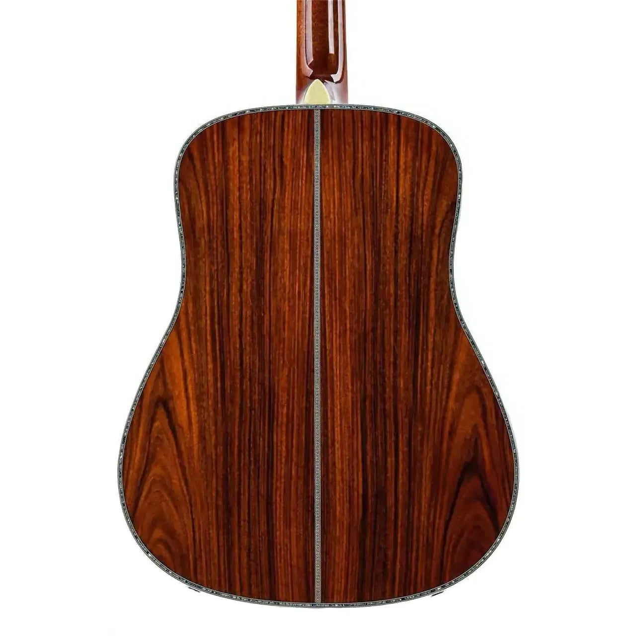 Blueridge BR-280E acoustic-electric dreadnought guitar back, showcasing solid Santos rosewood with a high gloss finish.