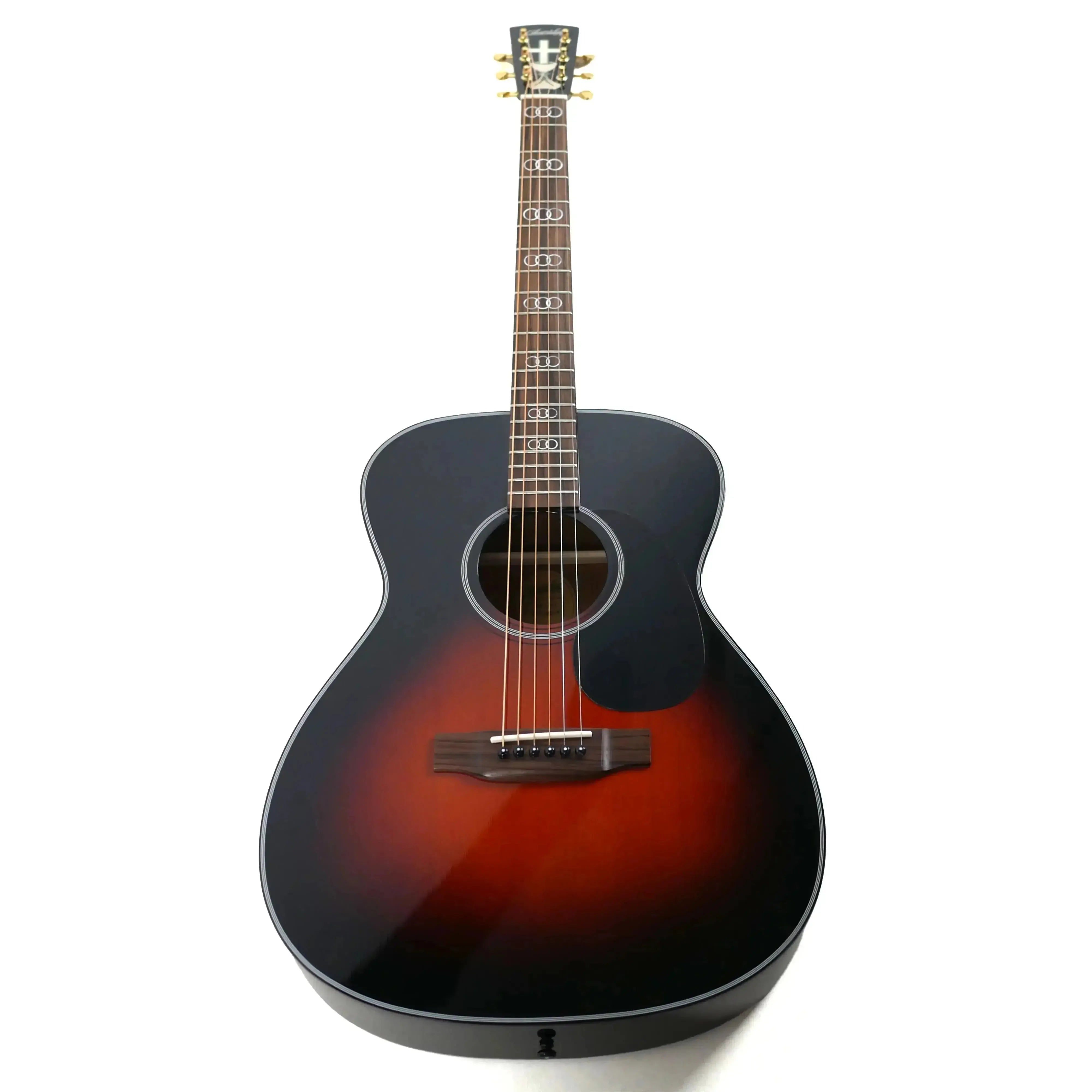 Blueridge BR-343E 000 acoustic-electric guitar with vintage two-color sunburst finish and ornate headstock.