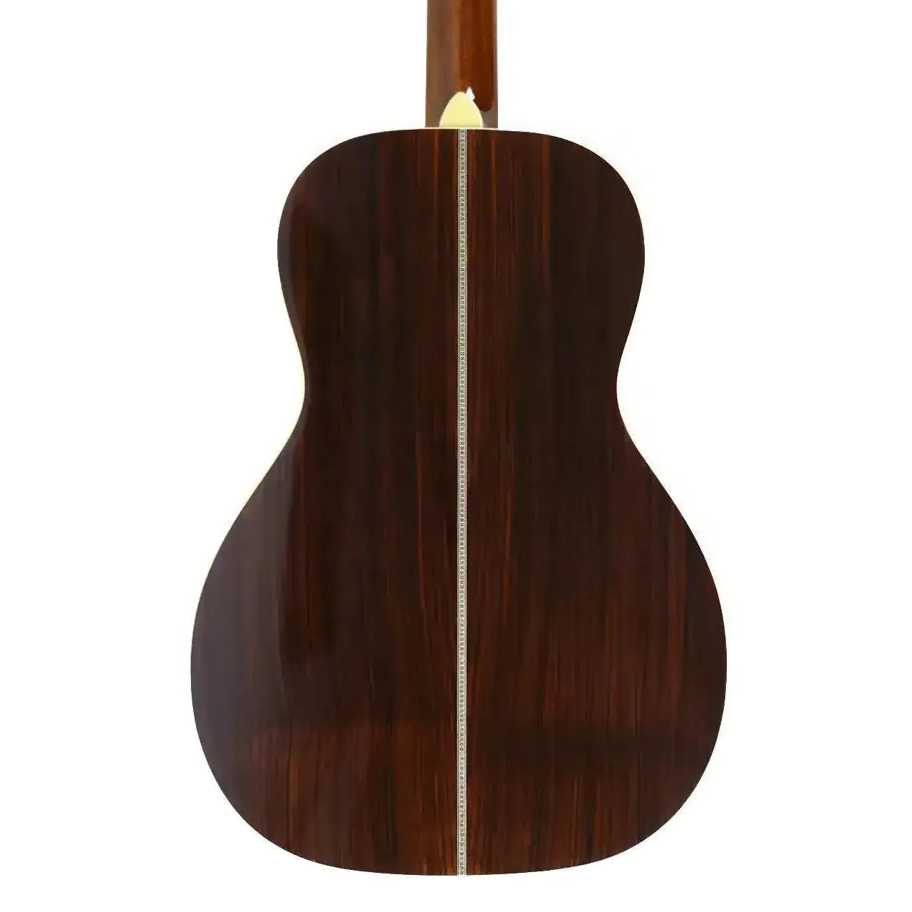 Blueridge BR-361E Historic Series parlor guitar back, dark East Indian rosewood with light binding.