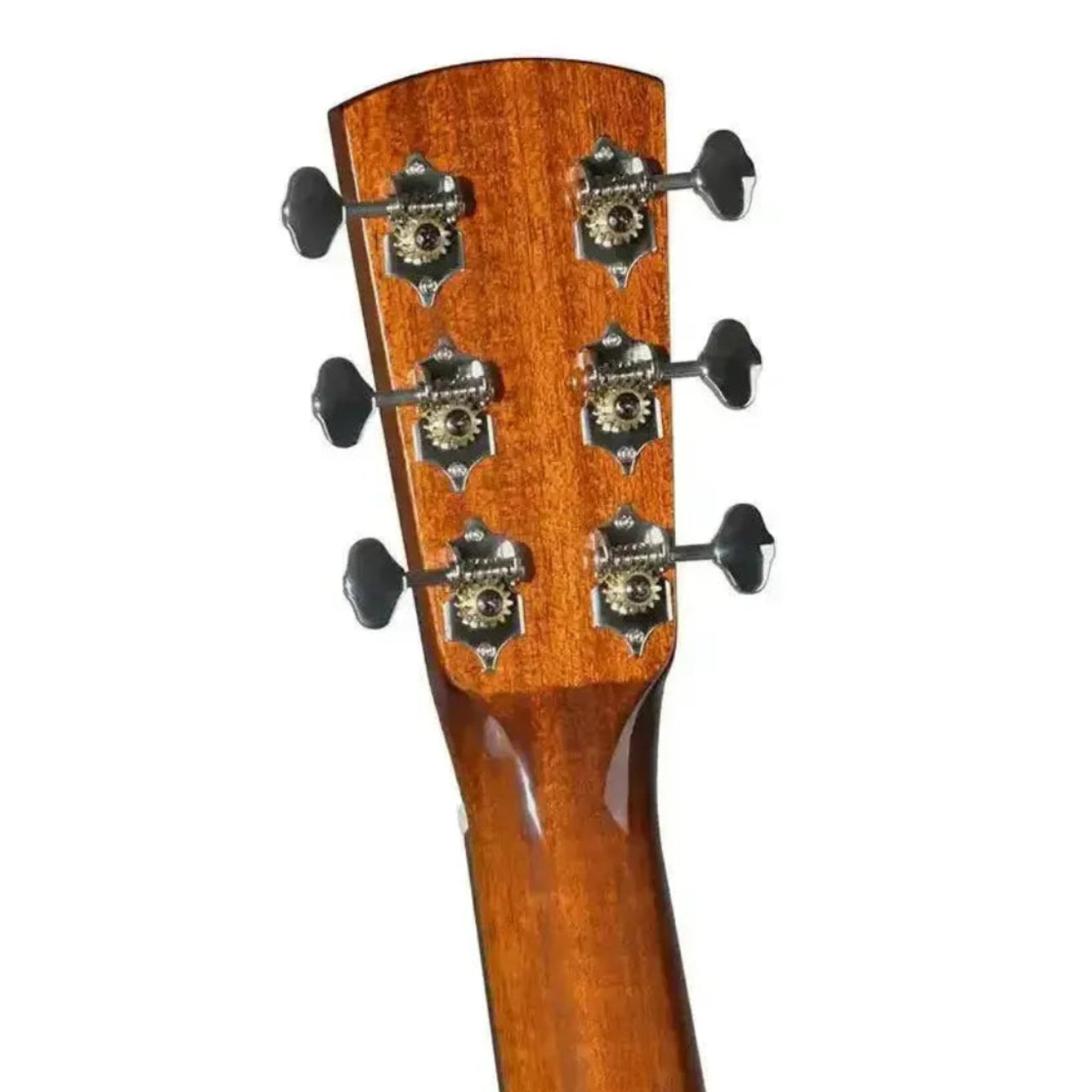 Blueridge BR-40E acoustic-electric guitar headstock with six chrome tuners and mahogany finish.