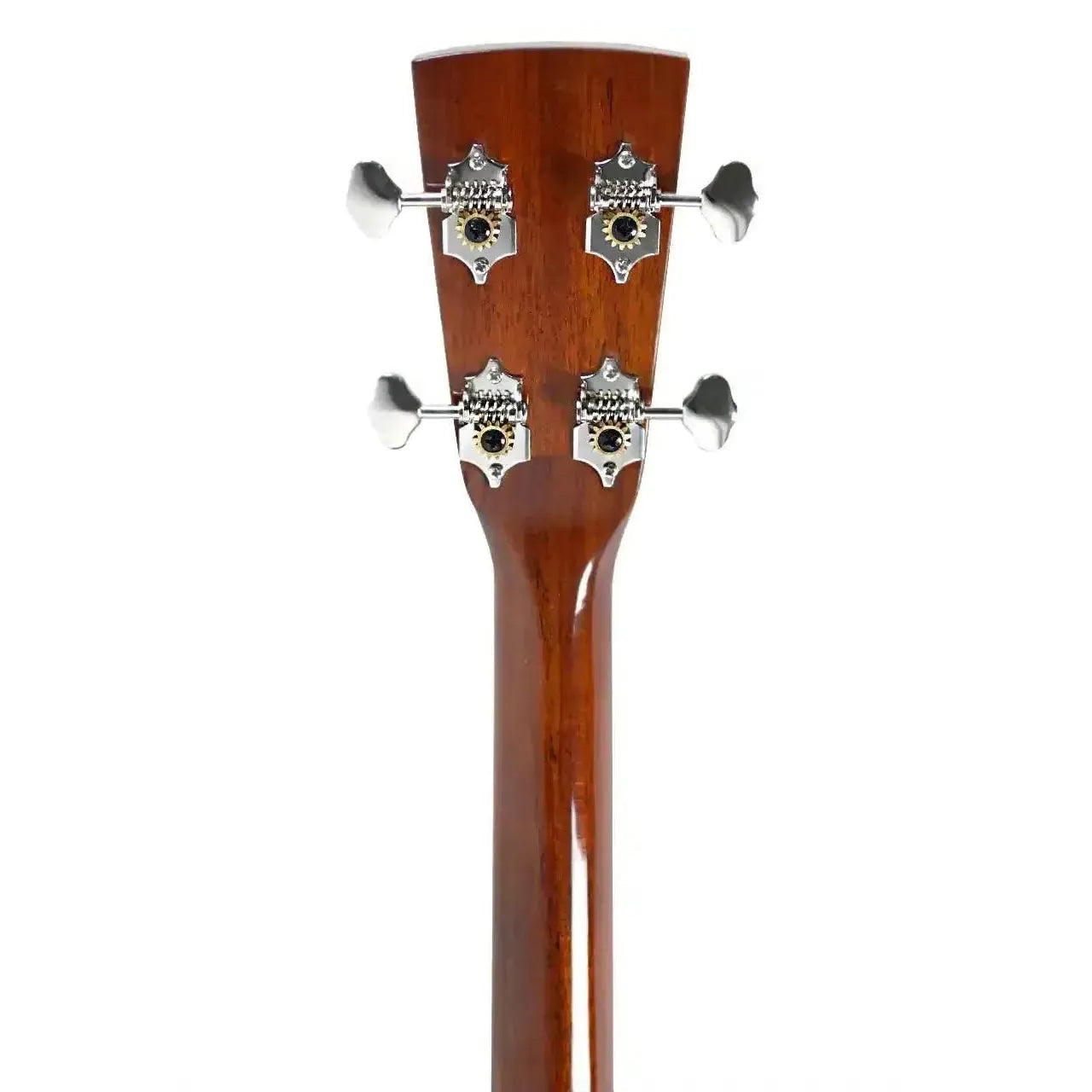 Blueridge BR-40T acoustic tenor guitar headstock with mahogany neck and four chrome tuners.