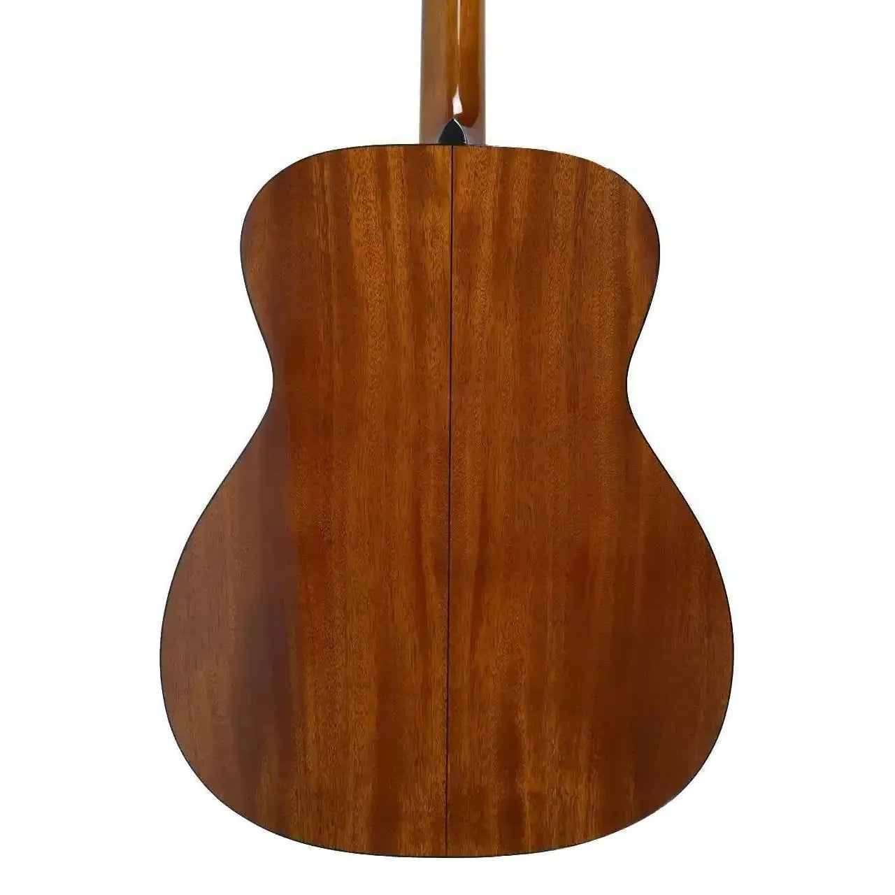 Back of a Blueridge BR-43 000 acoustic guitar, showing its solid mahogany wood grain.