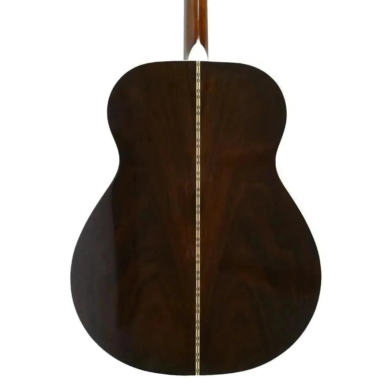 Back of a Blueridge BR-60TE tenor guitar with dark rosewood and a natural high gloss finish.