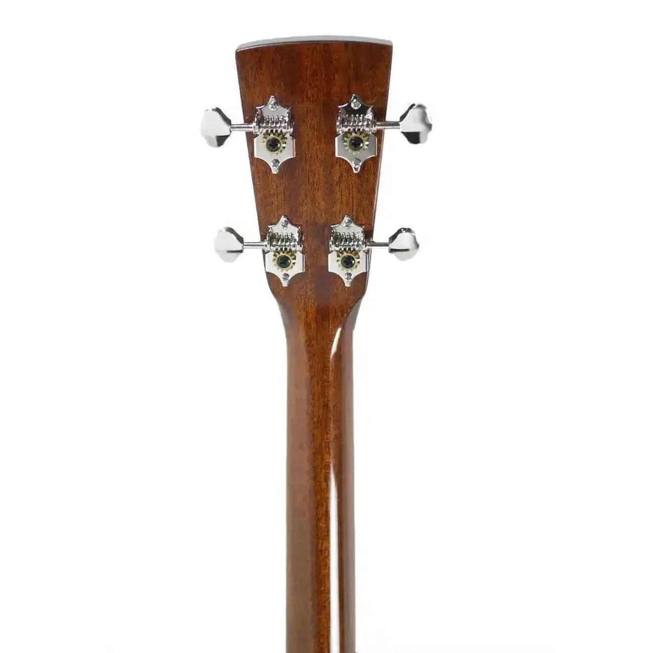 Blueridge BR-60TE tenor guitar headstock and mahogany neck with chrome tuners.