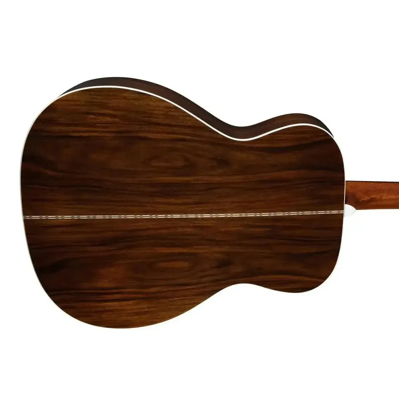Blueridge BR-63 Acoustic 000 guitar back, showing dark Santos rosewood with natural wood grain.