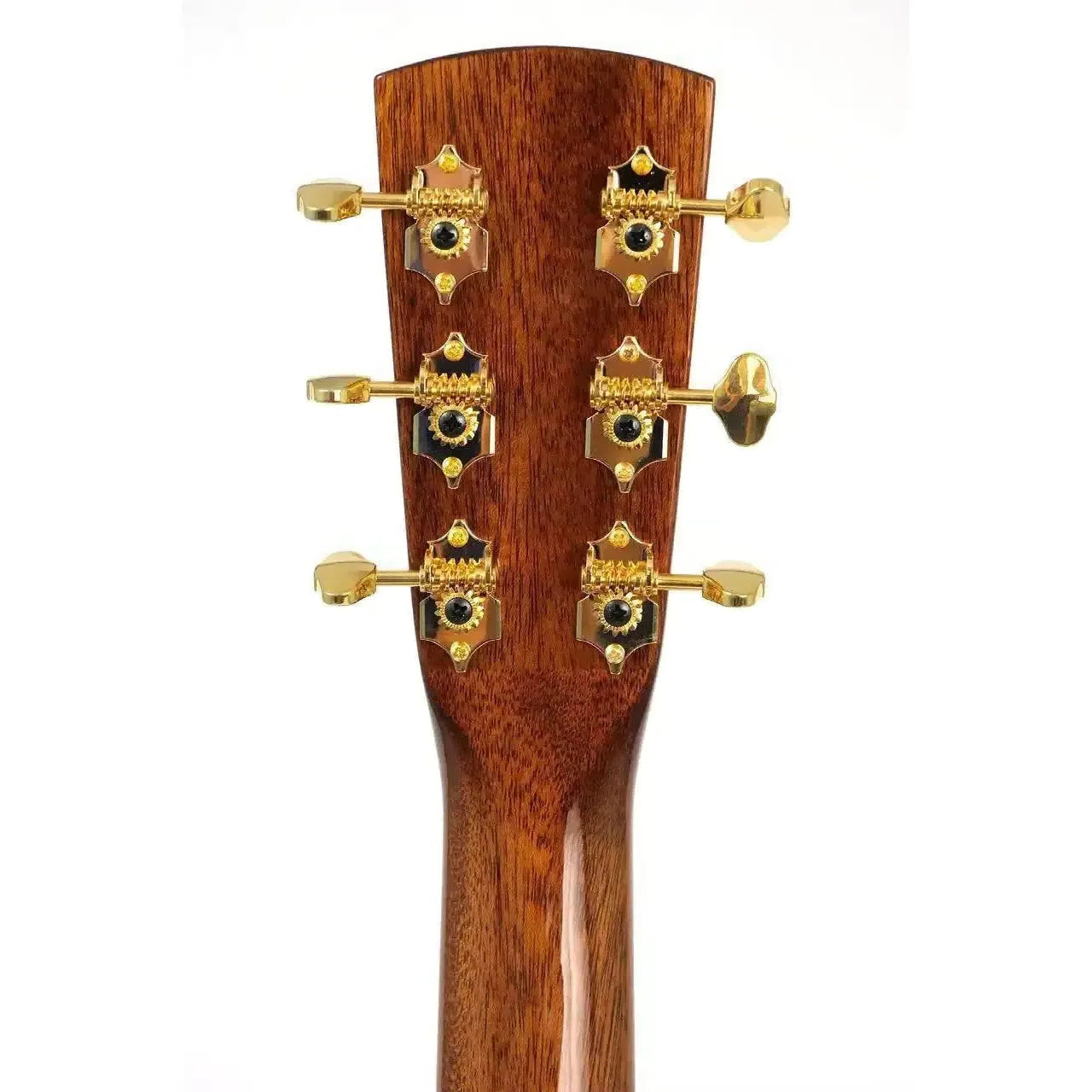 Blueridge BR-73CE acoustic electric guitar headstock with gold-plated tuners and mahogany neck.