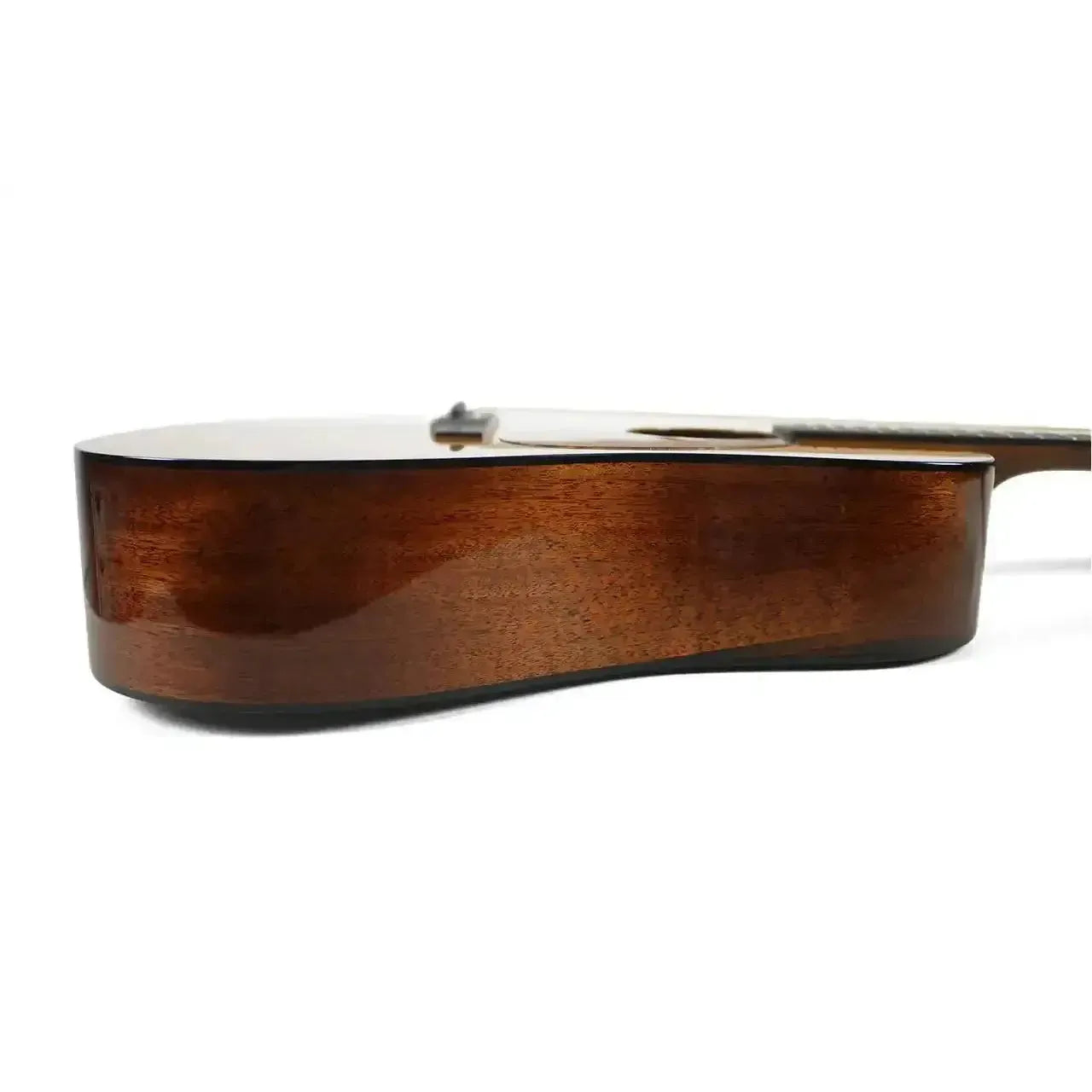 Bristol By Blueridge BL-140 acoustic dreadnought guitar, showing its dark mahogany side and spruce top.