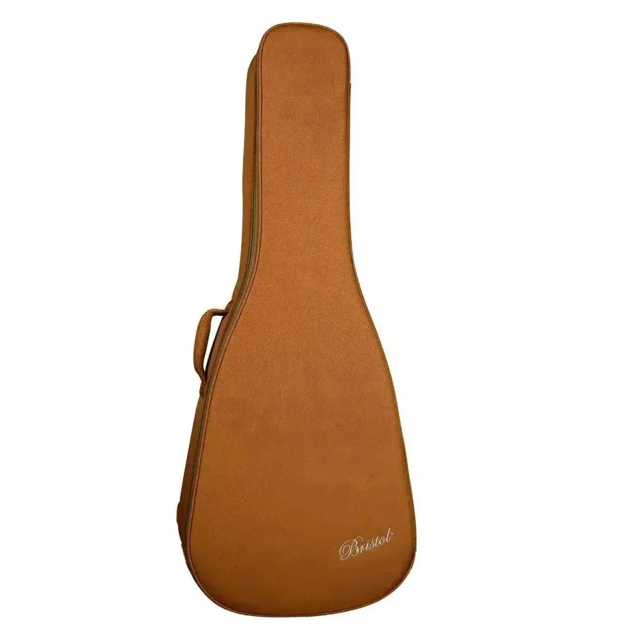Bristol by Blueridge BL-143E Deluxe Series 000 acoustic-electric guitar soft case in brown with Bristol logo.