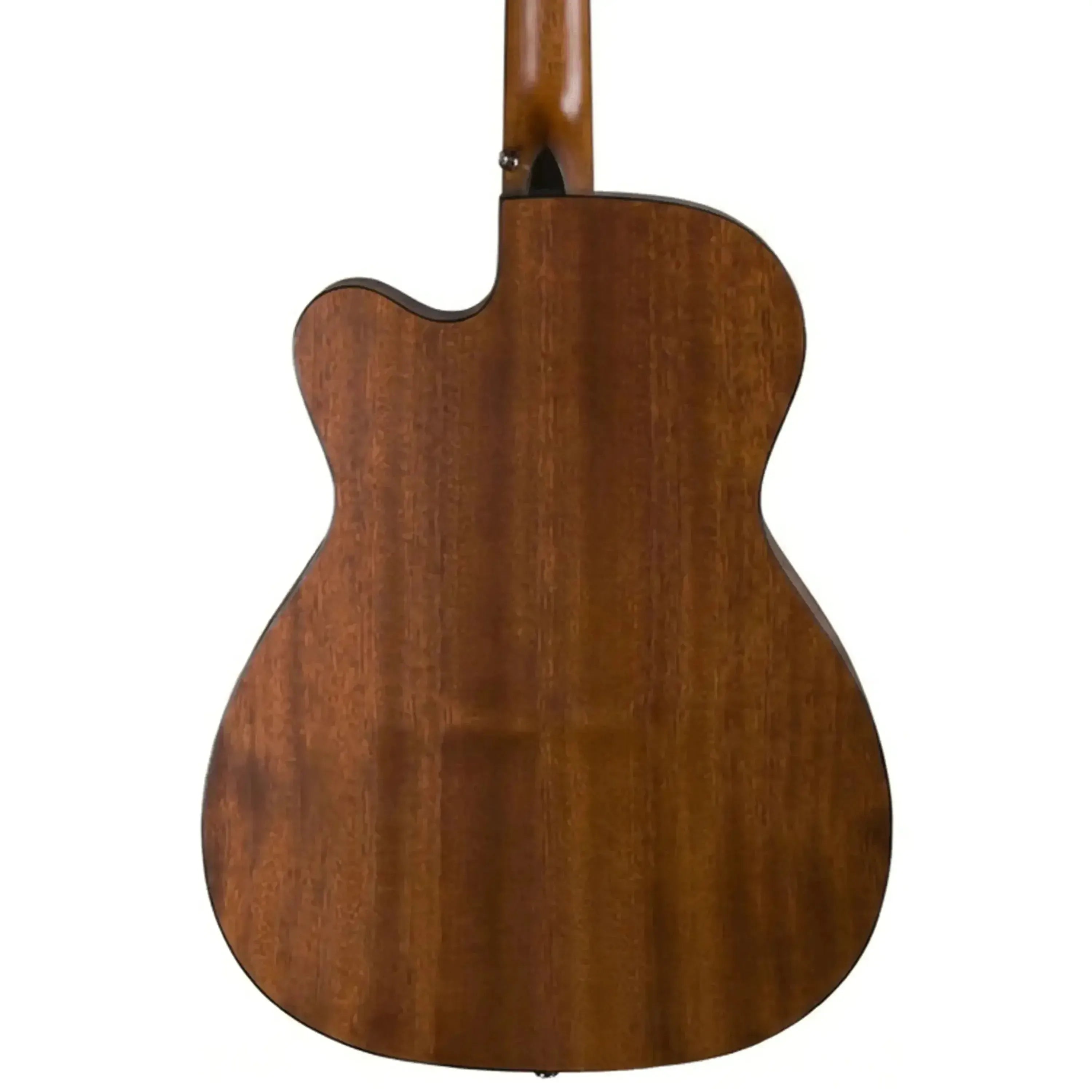 Bristol BM-15CE 000 acoustic-electric guitar, back view, all-mahogany construction with cutaway.