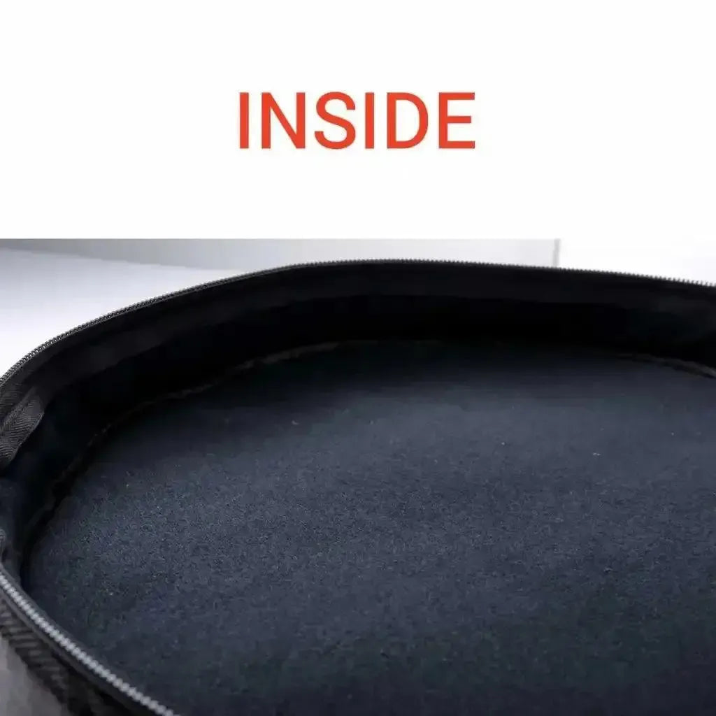 Inside view of a black Crossrock banjo case cover with soft velvet lining and a zipper.