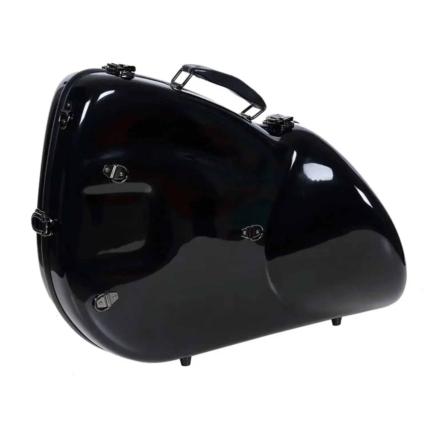 Crossrock CRF1020FHU black fiberglass French horn case with glossy finish and metal latches.