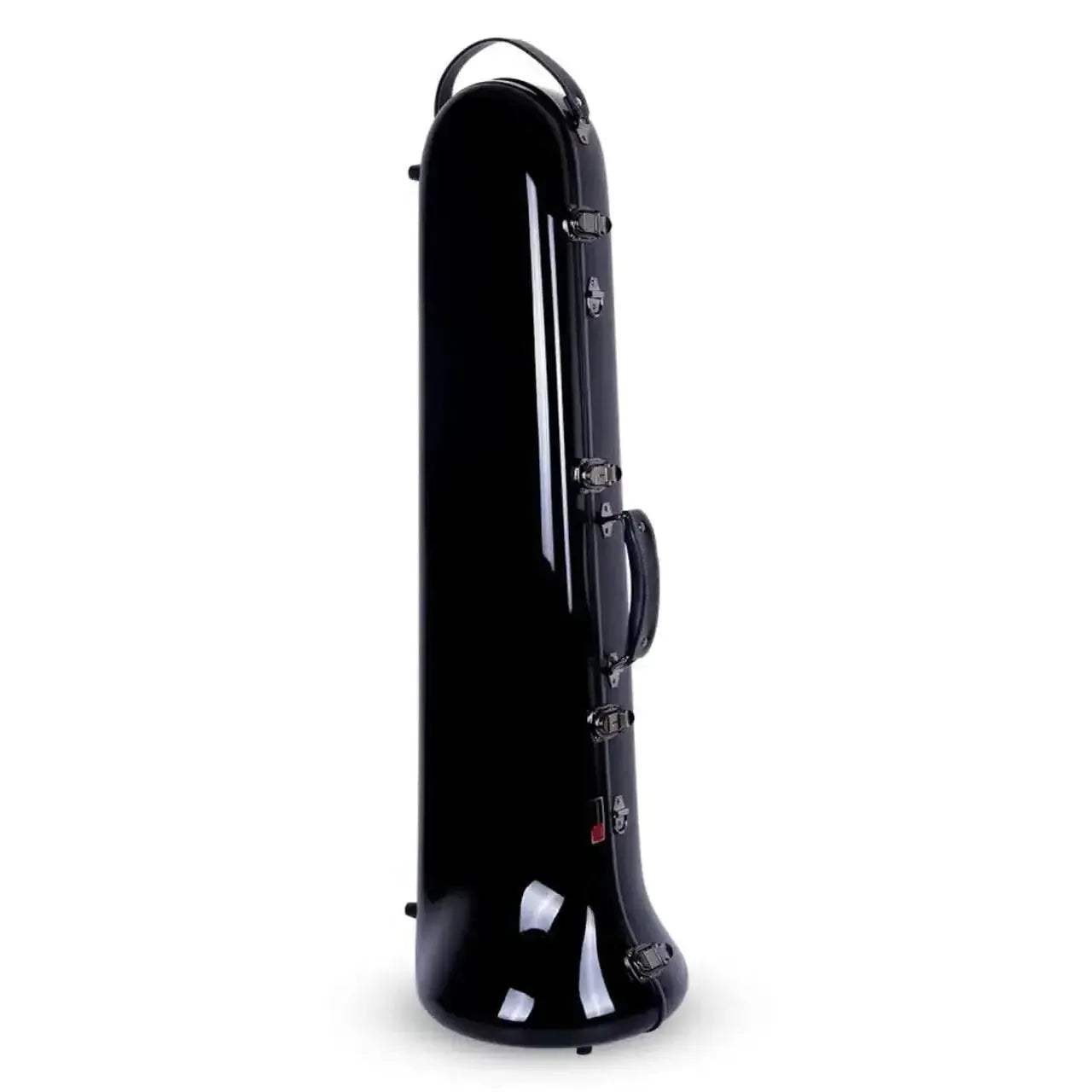 Crossrock CRF1020TB-BK black fiberglass tenor trombone case with handles and latches.