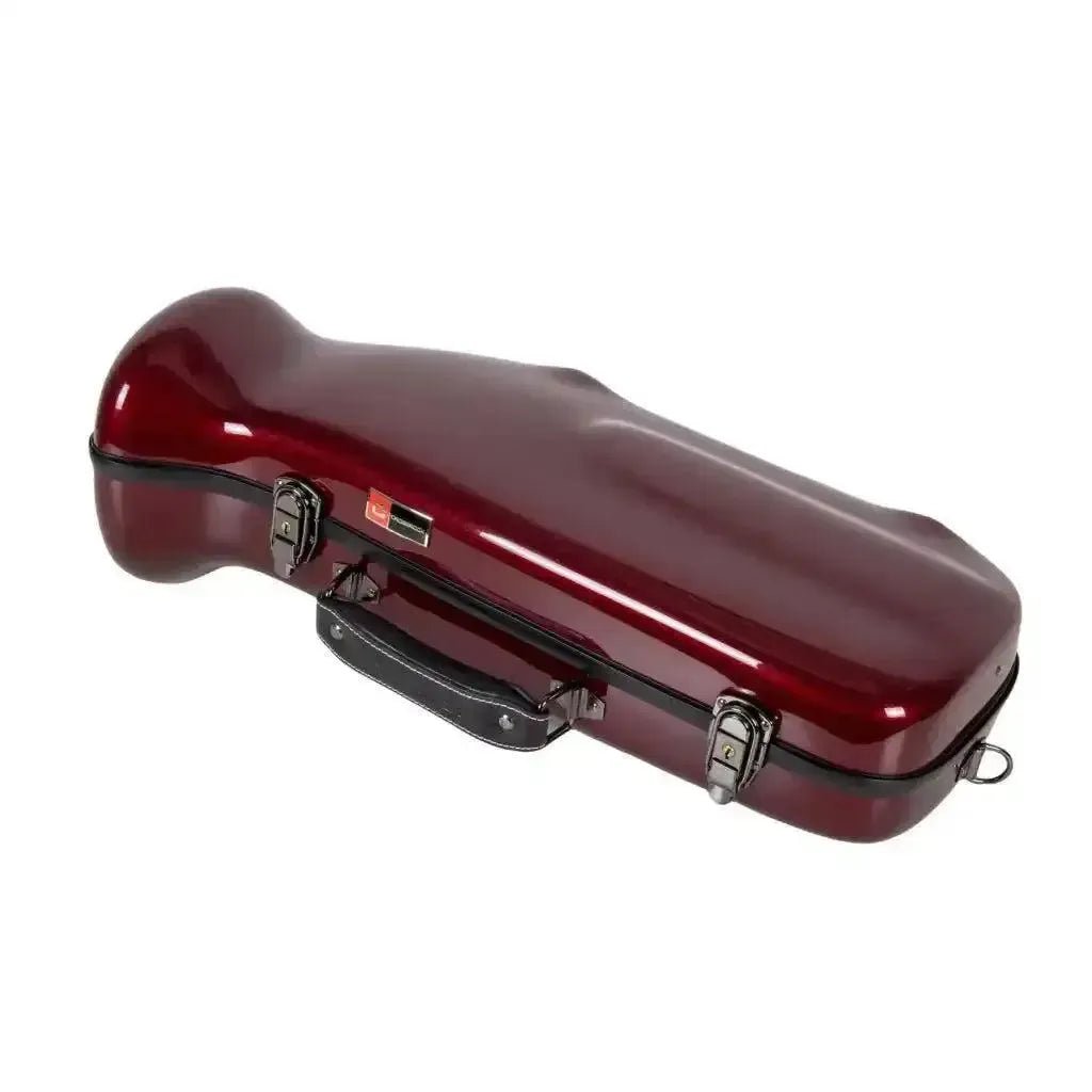 Crossrock CRF1020TR-RD red fiberglass trumpet case with TSA lock and black handle.