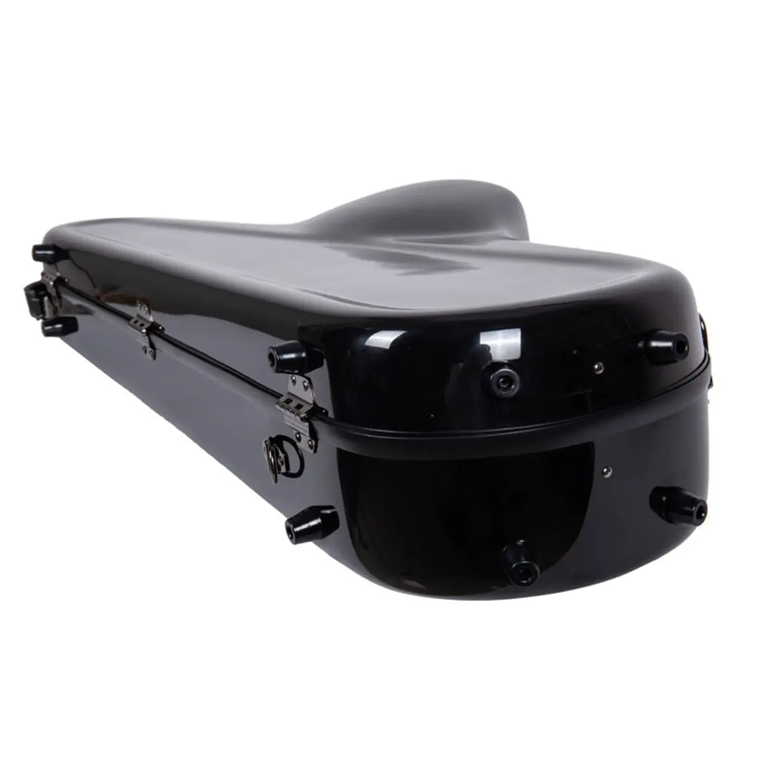 Crossrock CRF1020TS black fiberglass tenor saxophone case with glossy finish and protective feet.