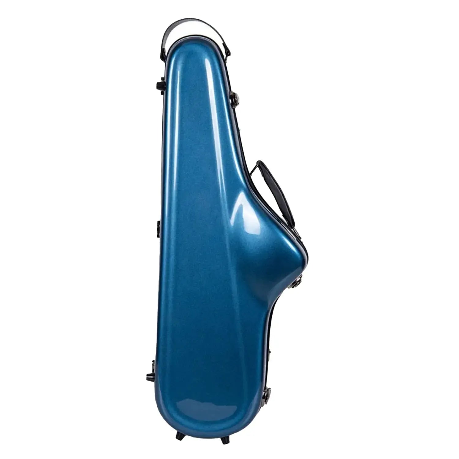 Crossrock CRF1020TS blue fiberglass tenor saxophone case with black handles and glossy finish.