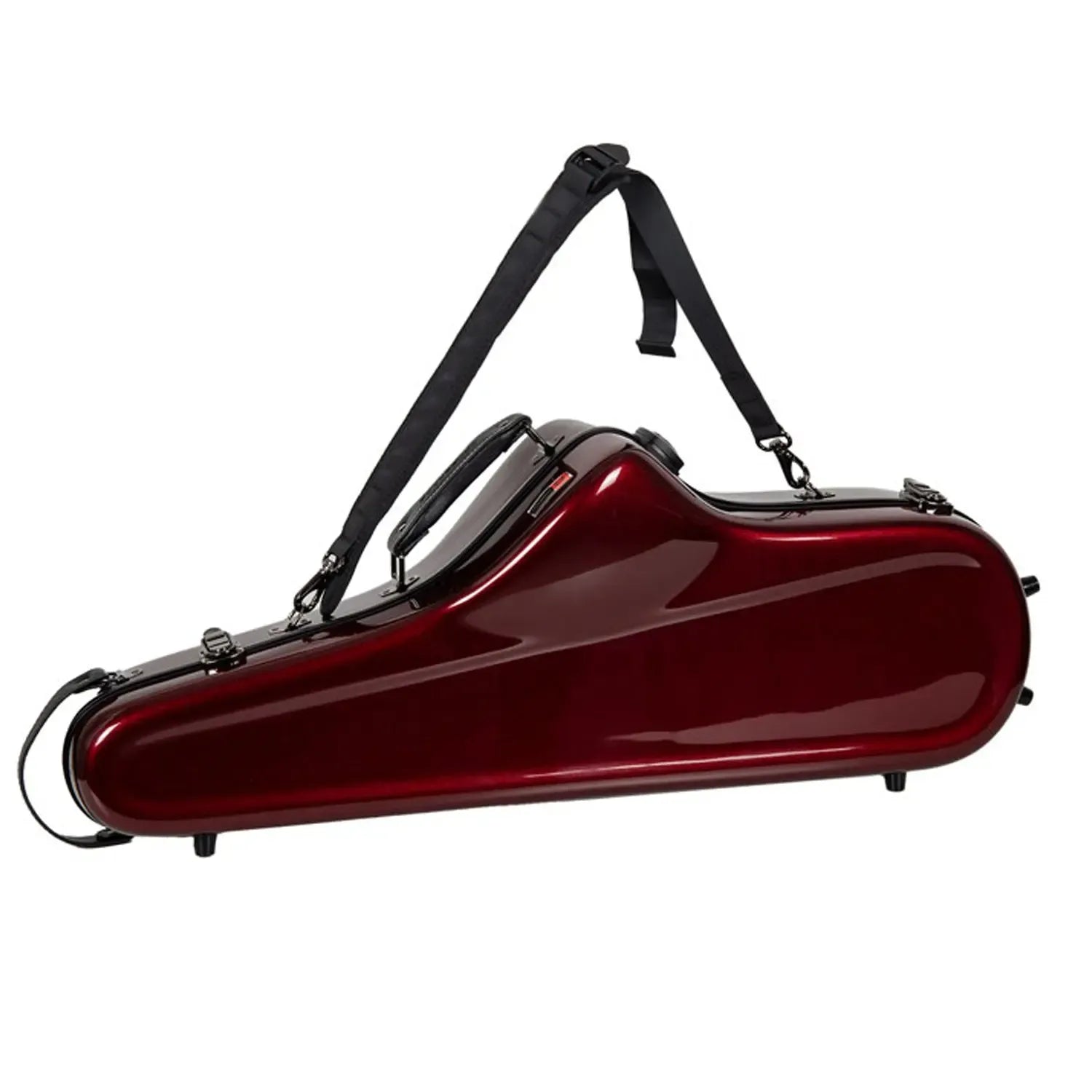 Crossrock CRF1020TS red fiberglass tenor saxophone case with black straps.