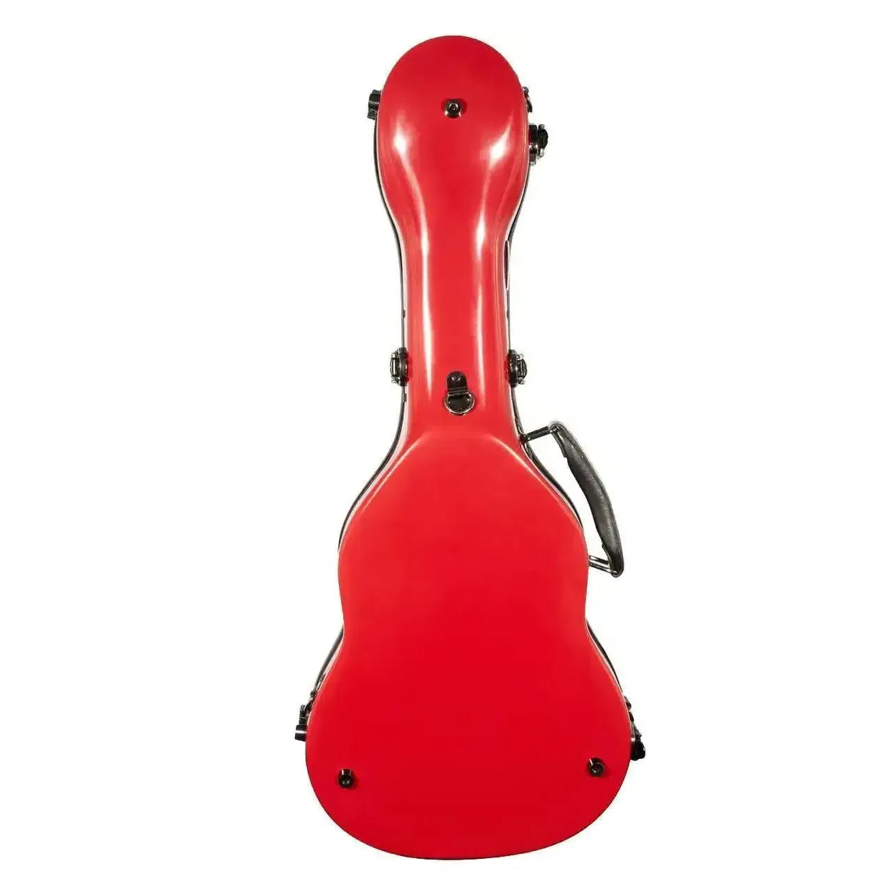 Crossrock red fiberglass tenor ukulele hardshell case with black handle and latches.