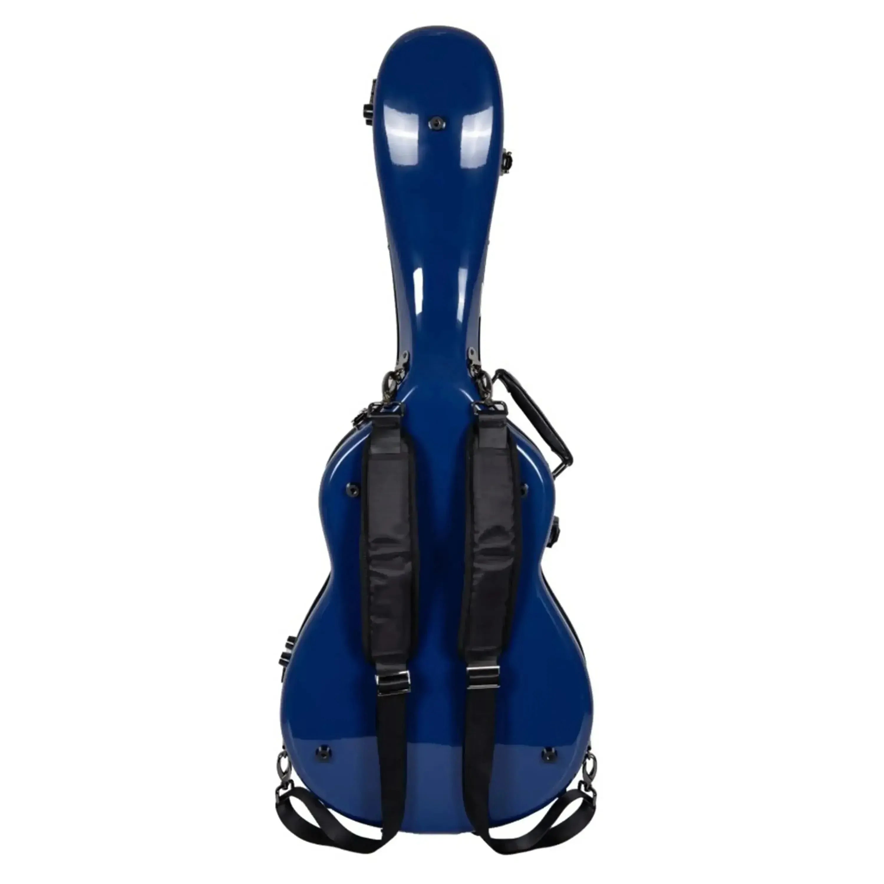 Crossrock navy blue fiberglass acoustic guitar case for 00 style, with backpack straps.