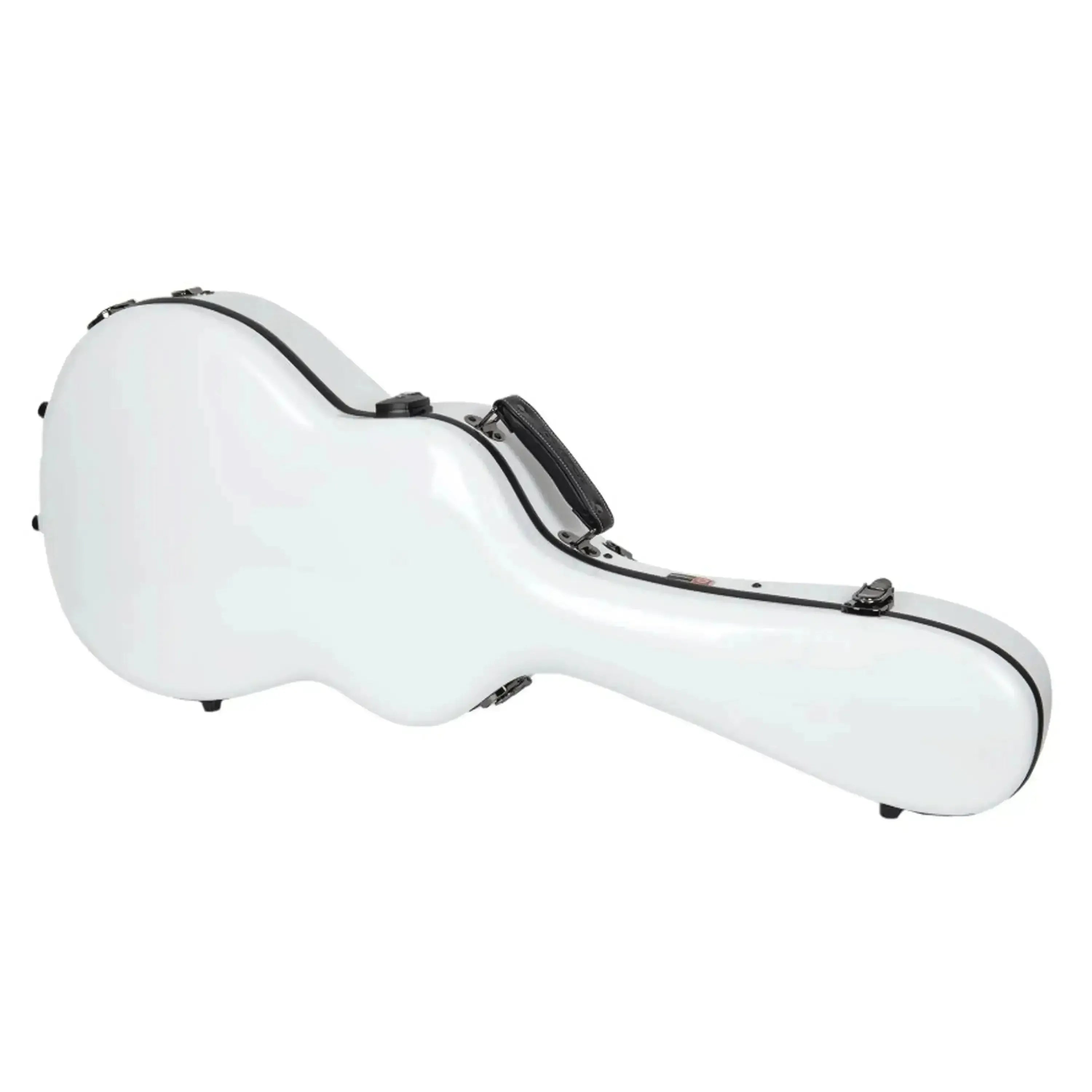 Crossrock white fiberglass acoustic guitar case for 00 style guitars, featuring black trim and handle.