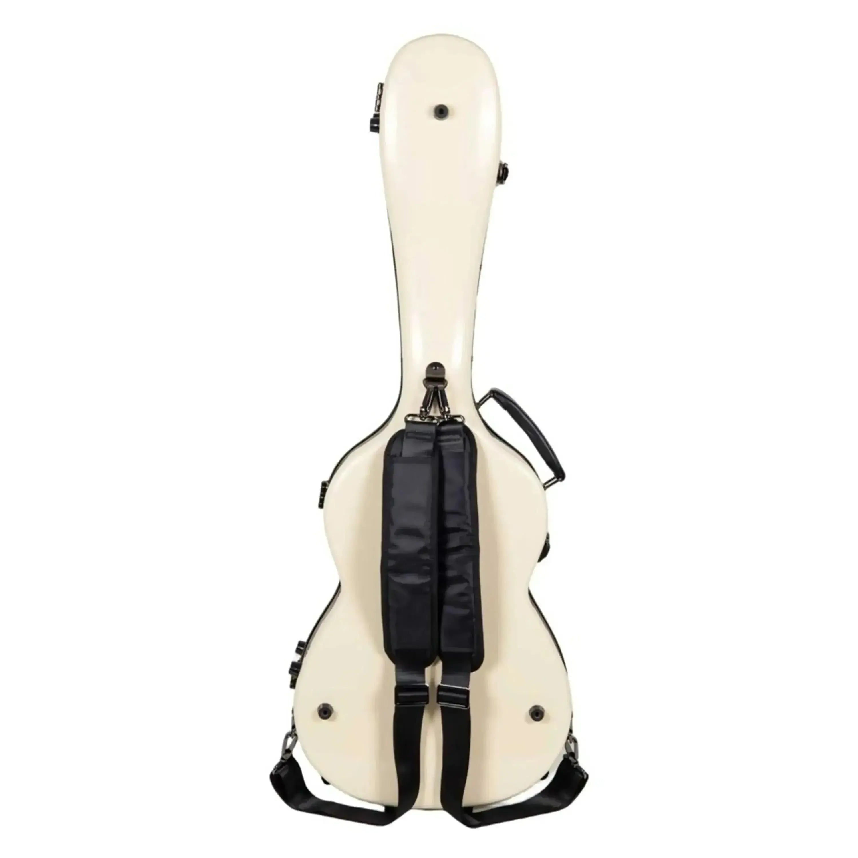 Crossrock CRF2020CTIV Torres Classical 3/4 fiberglass guitar case in ivory with black straps.