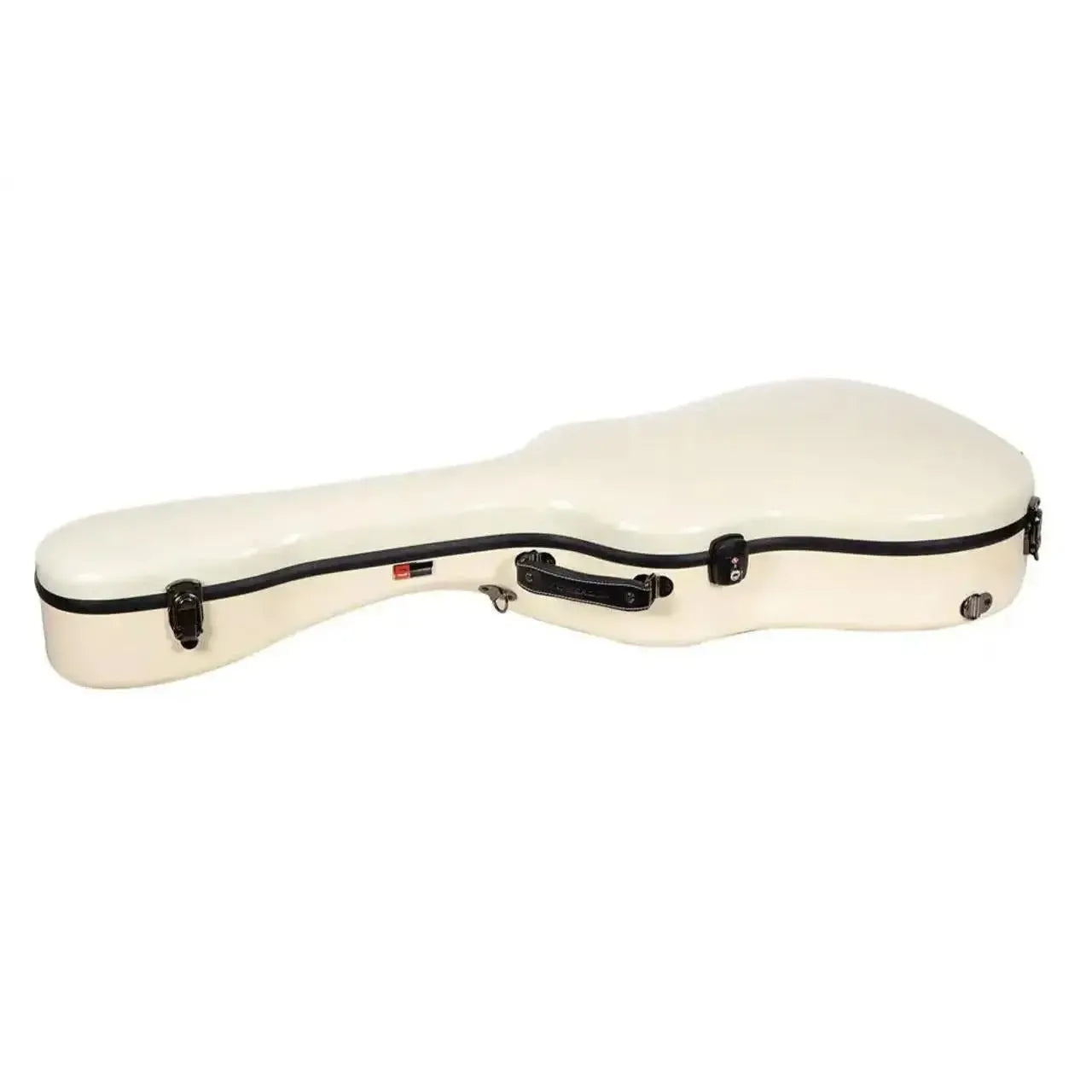 Crossrock CRF2020J45 ivory jumbo dreadnought fiberglass guitar case with black trim and latches.