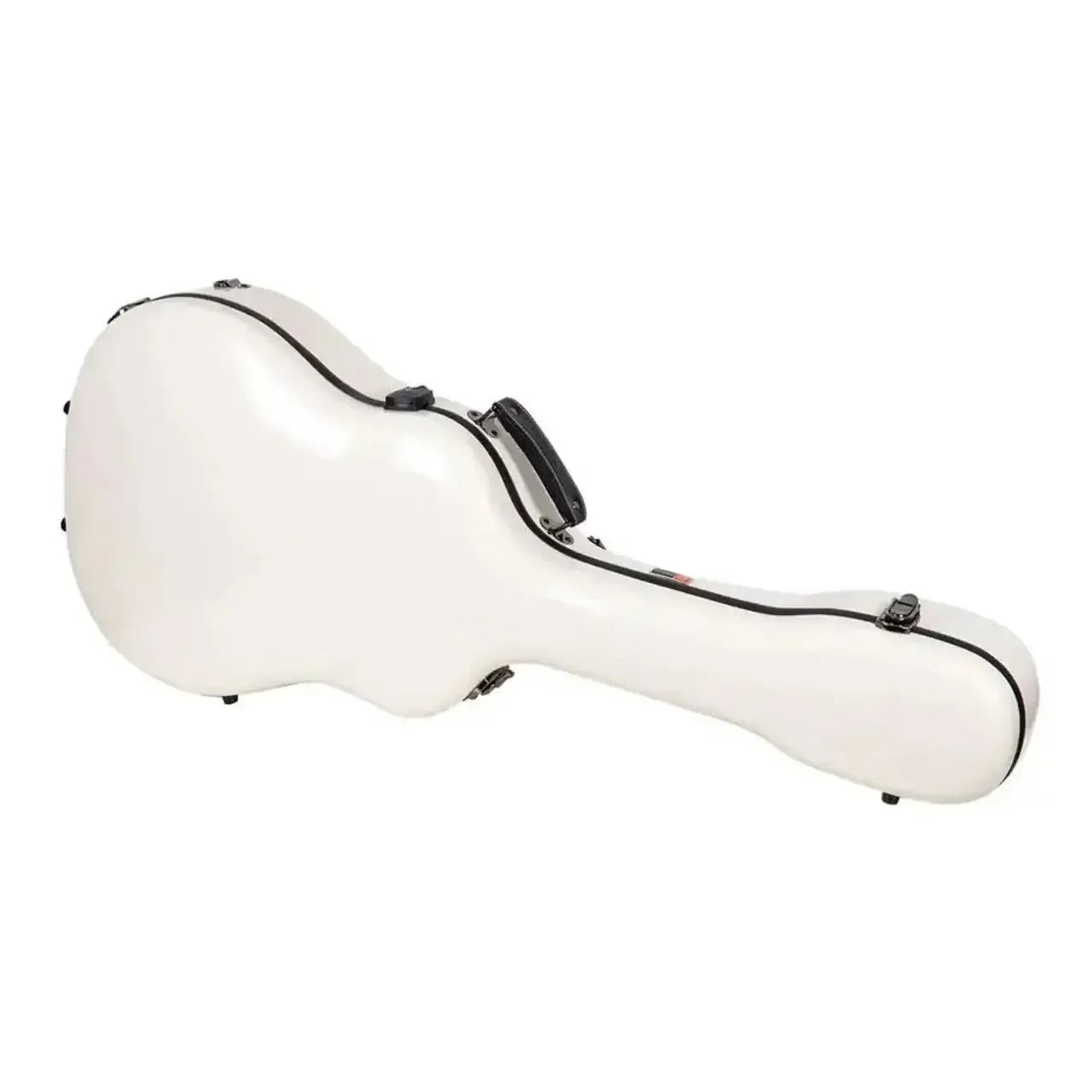 Crossrock CRF2020J45 milk white jumbo dreadnought fiberglass guitar case with black trim and handle.