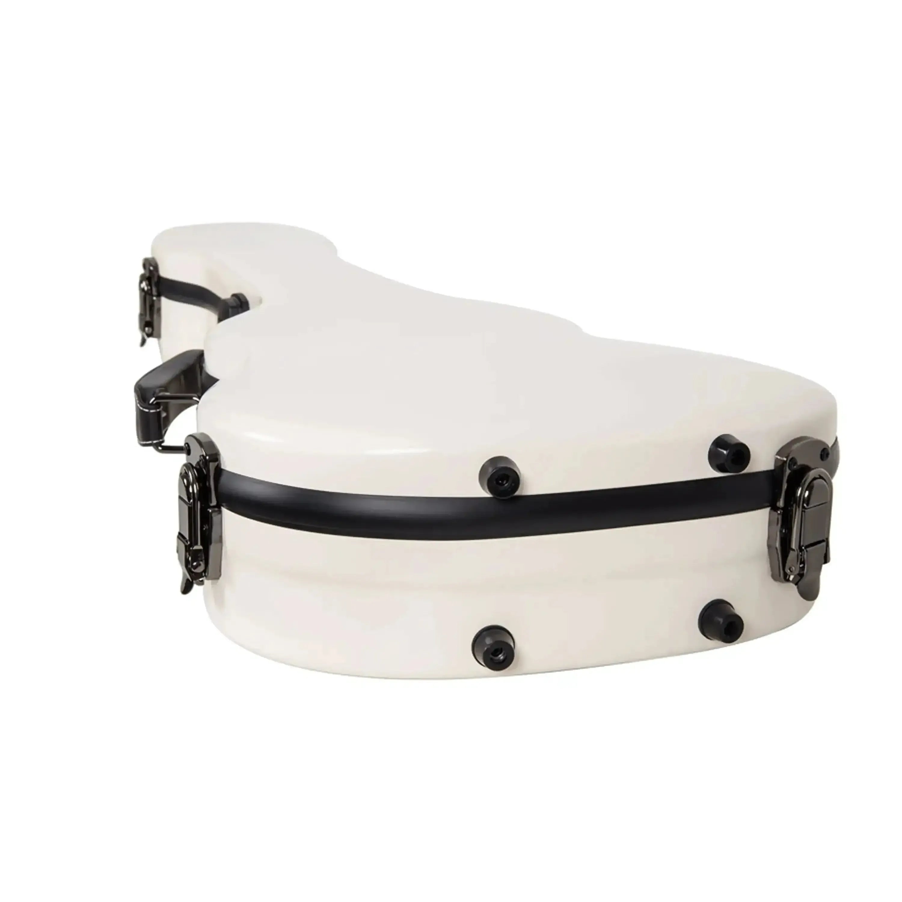 Crossrock CRF2020TU fiberglass tenor ukulele case in milk-white with black latches and rubber seal.